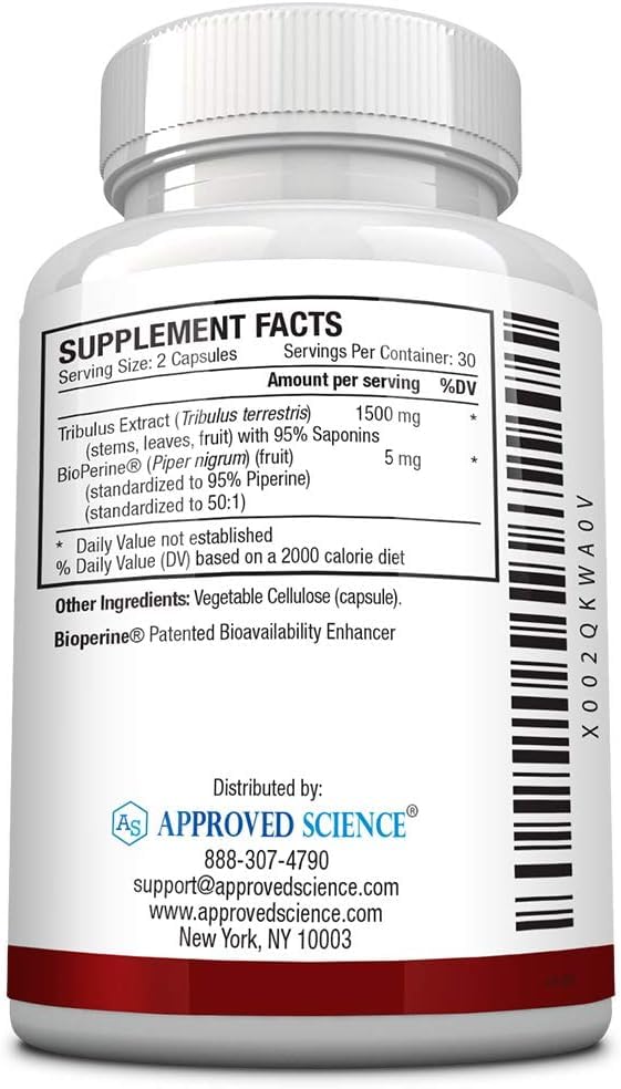 Approved Science Tribulus Terrestris 360 Capsules - 95% Furostanol Saponins with Bioperine - Natural Testosterone Booster for Men - Supports Muscle Growth, Athletic Performance & Recovery - Vegan Supplement - 6 Bottle Value Pack - Ideal for Bodybuilding, Workout Recovery & Men's Health