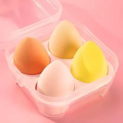 ZemGlam 4in1 Makeup Sponge Beauty Blender - Soft & Elastic for Flawless Application (with Storage Box) - Perfect for Travel & Daily Use