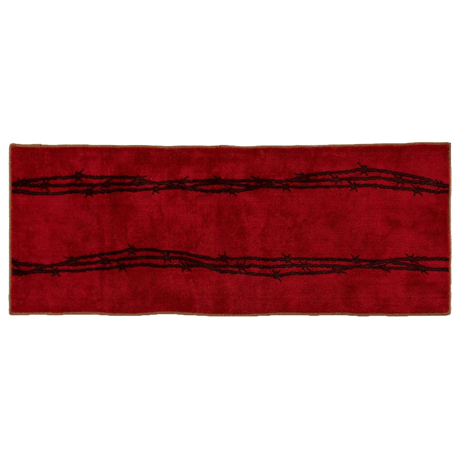 Non-Slip Red Barbed Wire Pattern Kitchen and Bathroom Rug - Soft Absorbent Mat for Floor Decor, Anti-Fatigue Standing Comfort - Perfect for Sink, Shower, Vanity Areas