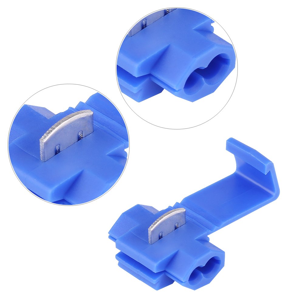 50pcs Quick Splice Wire Connectors Kit - Blue Insulated Terminals for 0.72-2.5mm² Wires (22-14 AWG) - Secure Electrical Connections for Automotive, Home Wiring & DIY Projects - Fast Installation Wire Splice Clips for Reliable 2-Wire Joining