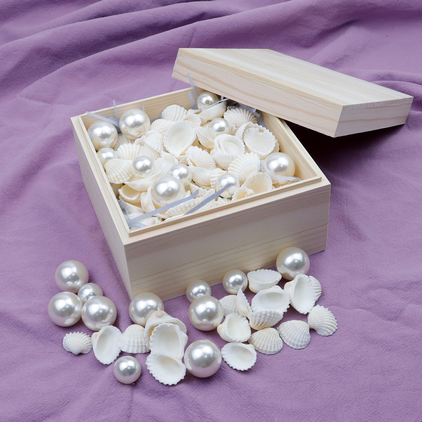 MY MIRONEY 2-Pack Unfinished Wooden Storage Box with Lid - 5.91