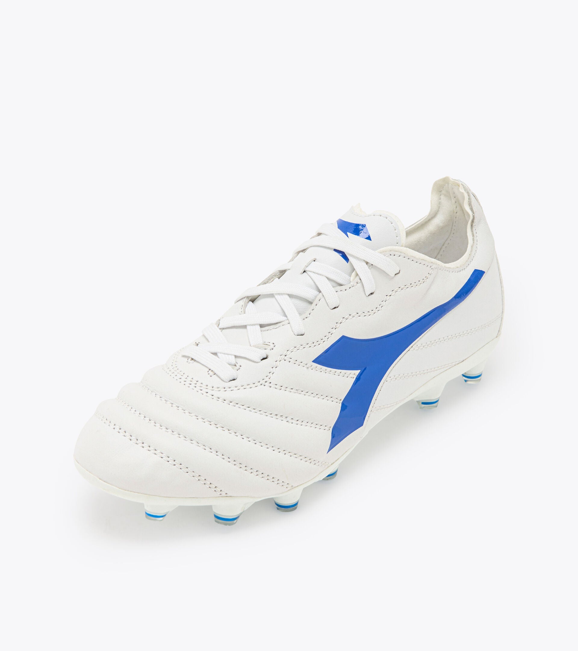 Diadora Brasil Elite 2 LT LP 12 Soccer Cleats - White & Royal Blue Football Shoes for Men | Perfect for Professional Matches & Training Sessions