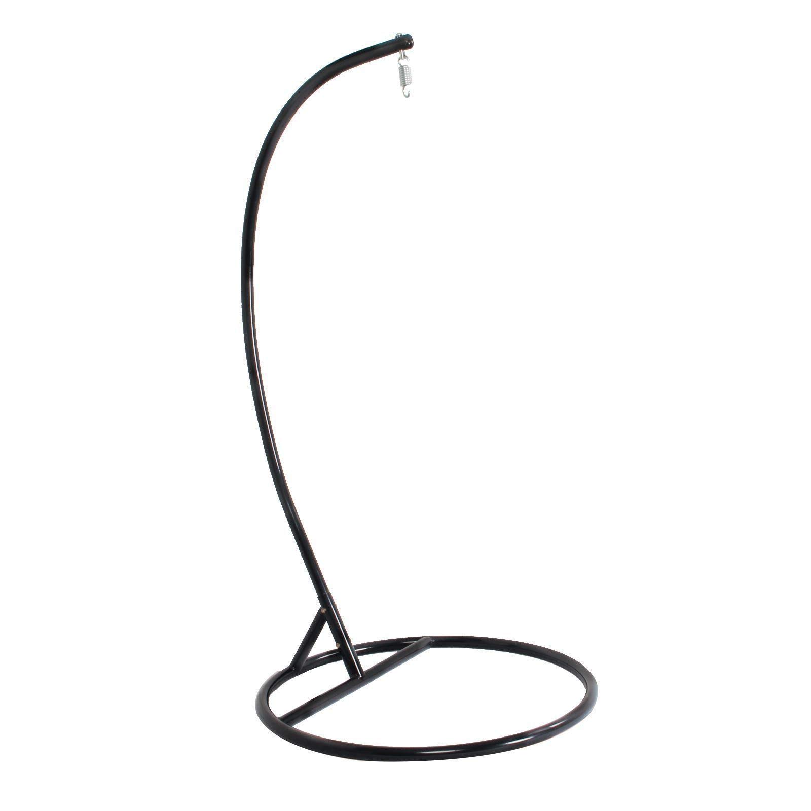 Outdoor Hanging Hammock Swing Chair with Beige Cushion - Porch Egg Chair for Relaxing in Garden, Patio or Backyard