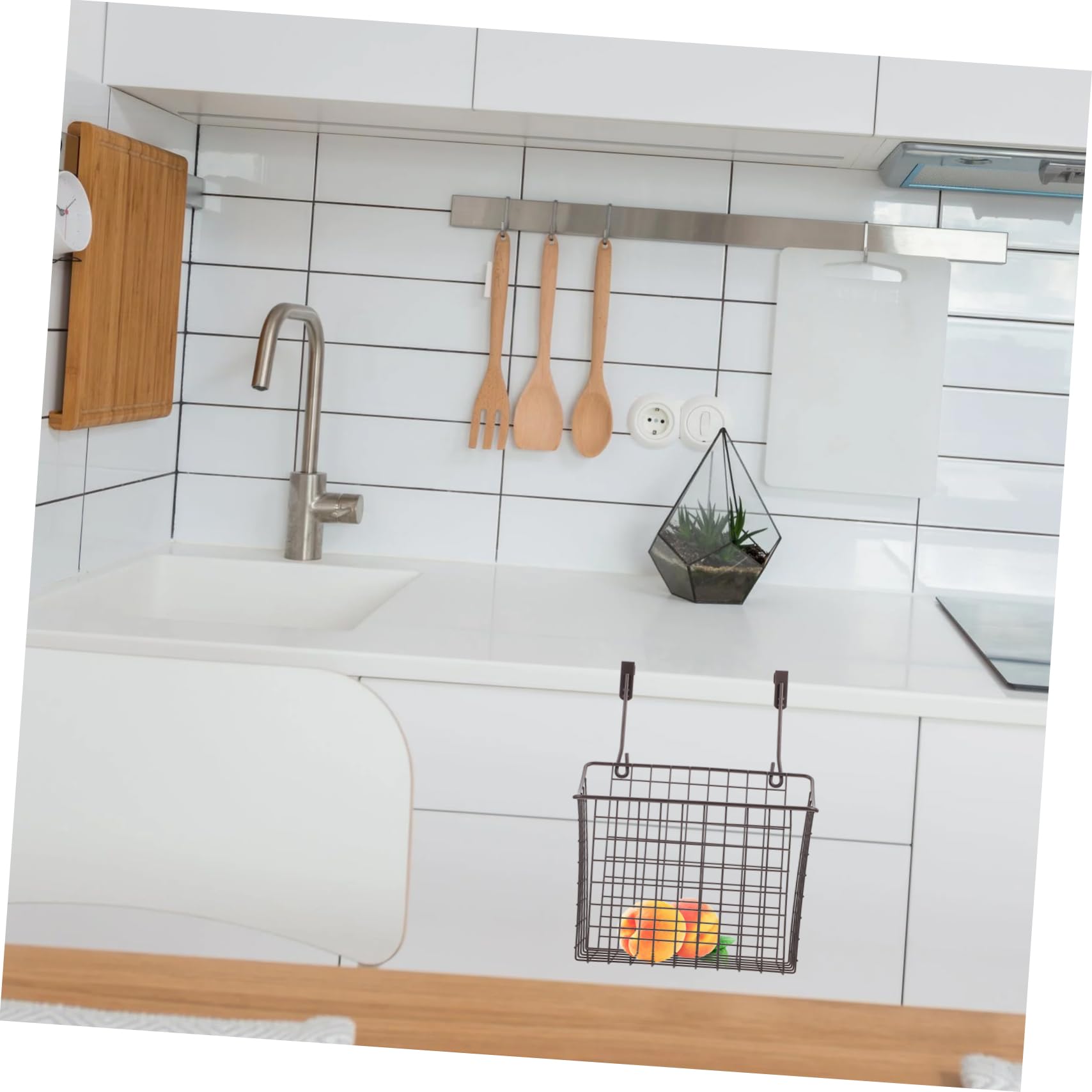 1pc Iron Wire Hanging Basket for Kitchen - Cabinet Door Storage Organizer for Food, Vegetables & Spices | Space-Saving Home Organization Solution for Pantry, Cupboard & Small Spaces