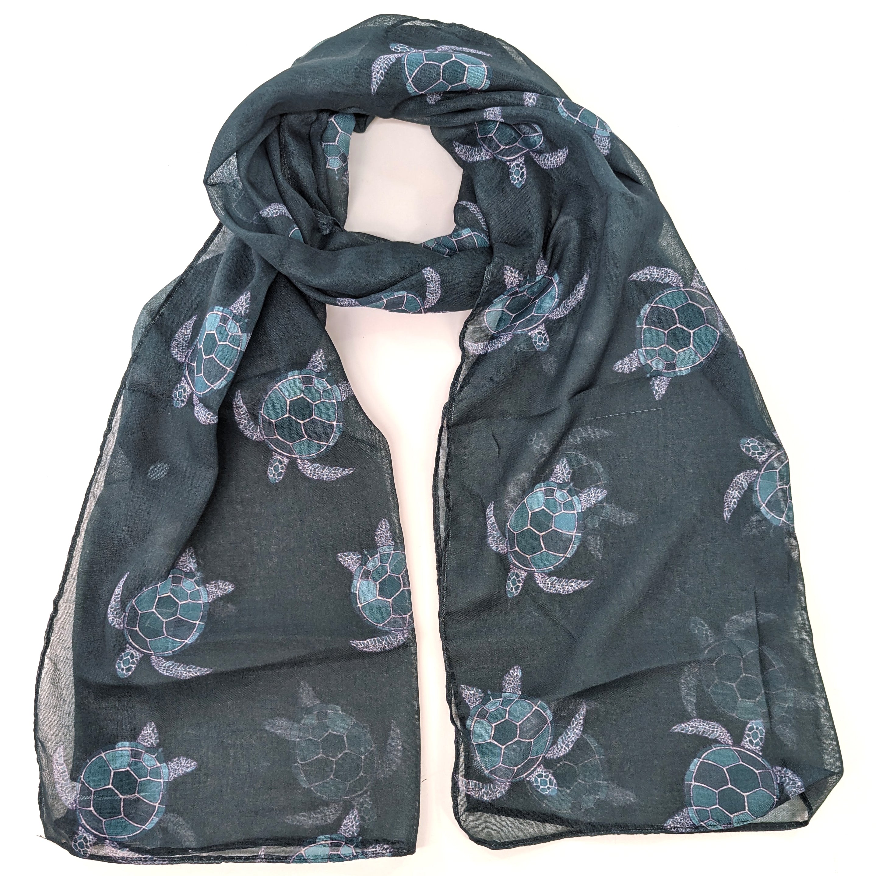 Talia the Turtle Print Scarf - Soft & Stylish Sky Blue Fashion Scarf (50x180cm) - Perfect for Women's Winter Accessories, Gift Ideas & Casual Outfits
