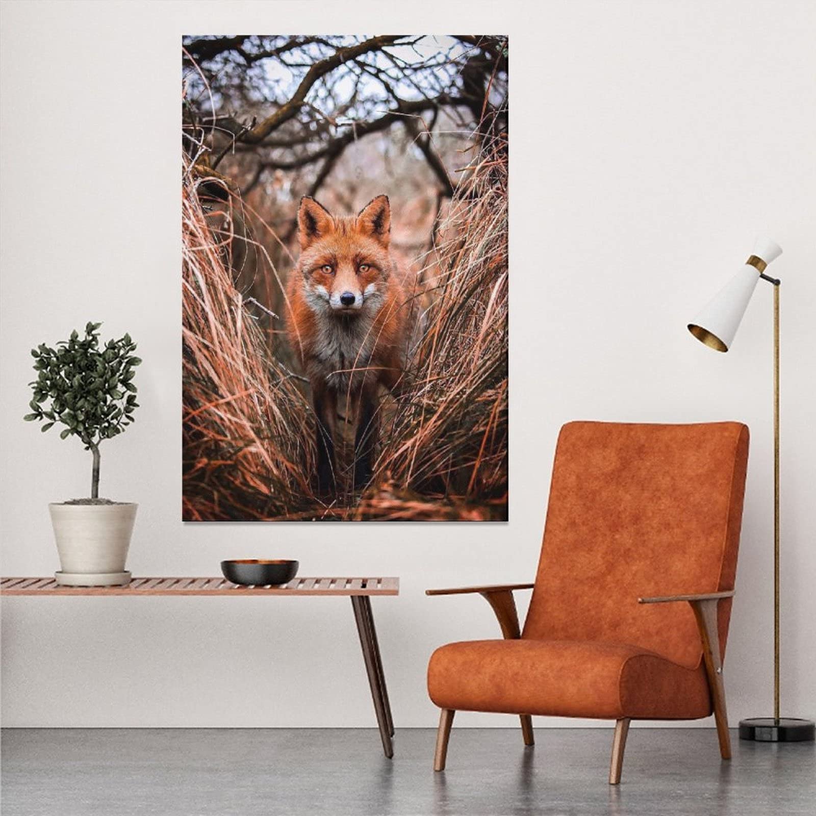 Red Fox Hunting Wildlife Canvas Poster - 8x12 Inches (20x30cm) - Bedroom, Office & Sports Room Decor - Perfect Gift for Nature Lovers | Ideal for Home, Office & Cabin Wall Art