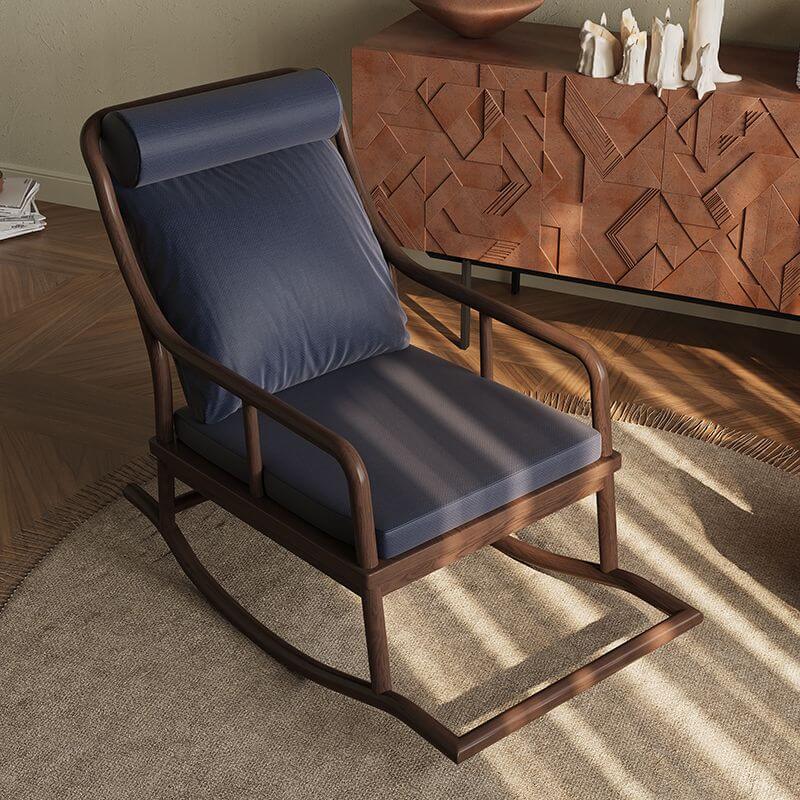 Premium Wooden Rocking Chairs for Front Porch - Midnight Black/Chalk/Azure Craftsman Style with Rear Support & Stationary Base | Perfect for Relaxing, Outdoor Decor & Country Home Sitting Areas