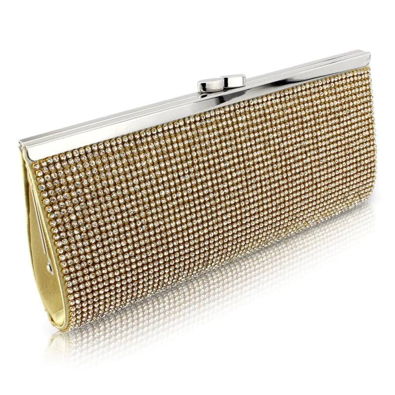Elegant Crystal Bridal Clutch Bag for Weddings - Silver/Gold/Rose Gold (3225/6/7) | Perfect for Brides, Prom, Evening Parties & Special Occasions