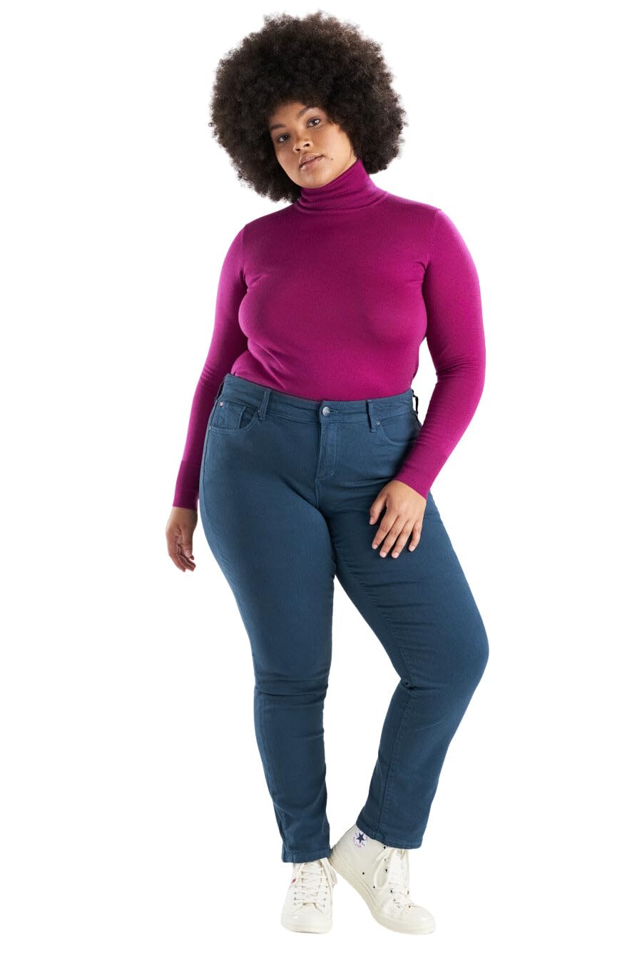 Slink Women's Plus Size Stretch Mid Rise Slim Jeans - Comfortable & Flattering Fit for Curvy Women | Perfect for Casual Wear, Office & Date Nights
