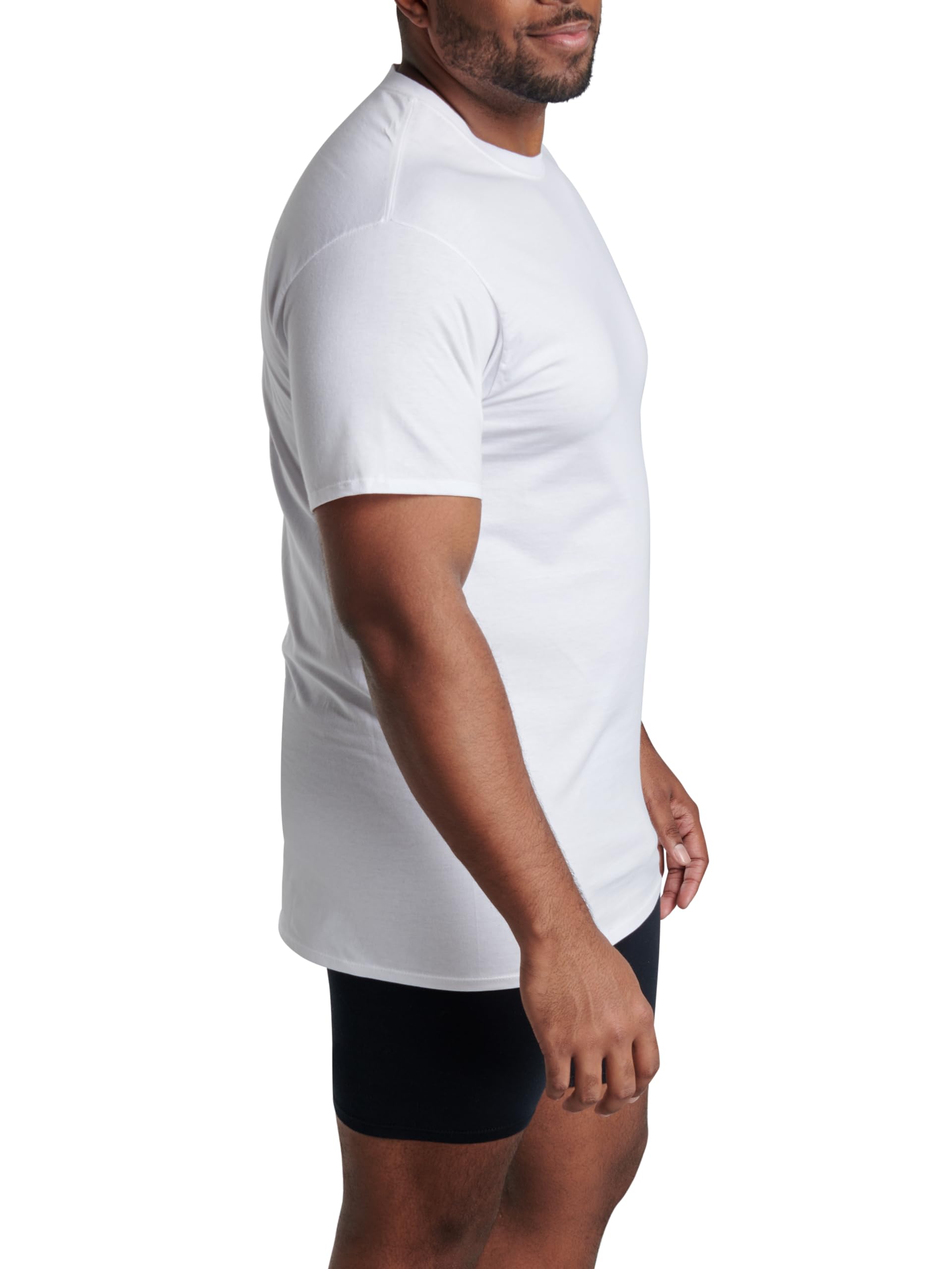 Fruit of the Loom Men's Big and Tall Tag-Free Comfort Soft Cotton Undershirts - Breathable White Crew Neck T-Shirts for Everyday Wear & Layering