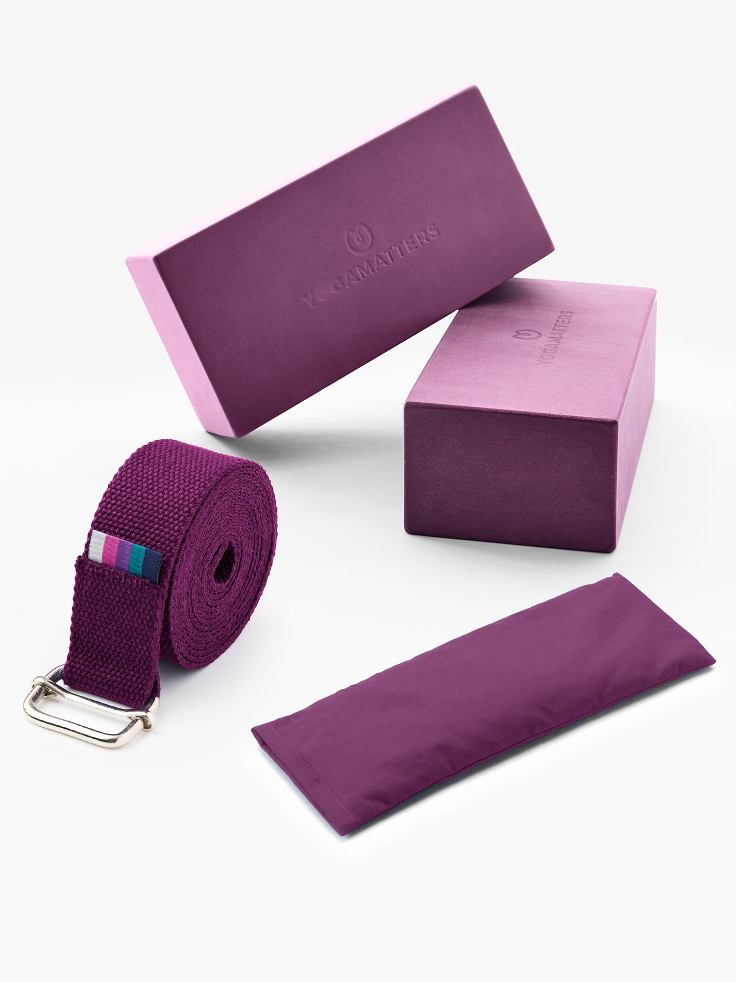 Premium Yoga Prop Kit - Yoga Blocks, Strap & Bolster for Home & Studio Practice - Ideal for Beginners & Advanced Yogis