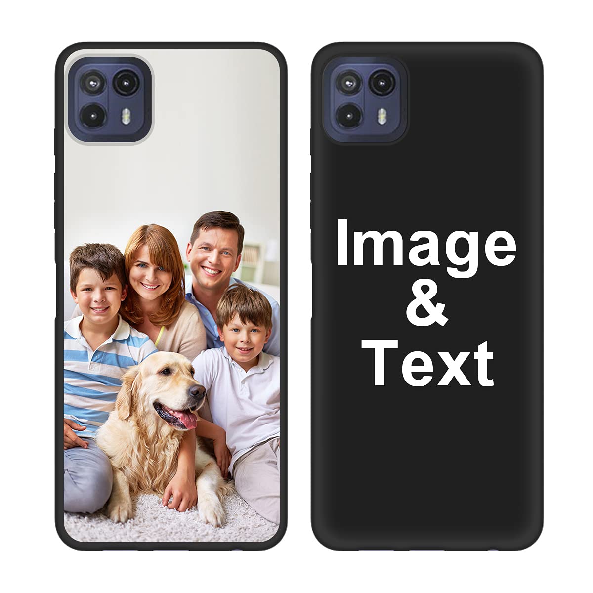 Styletify Custom Phone Case for Moto G50 5G - Personalized Picture Shockproof Silicone Cover, Soft Candy Design Protective Case (Black) - Perfect Christmas Birthday Gift for Family & Friends