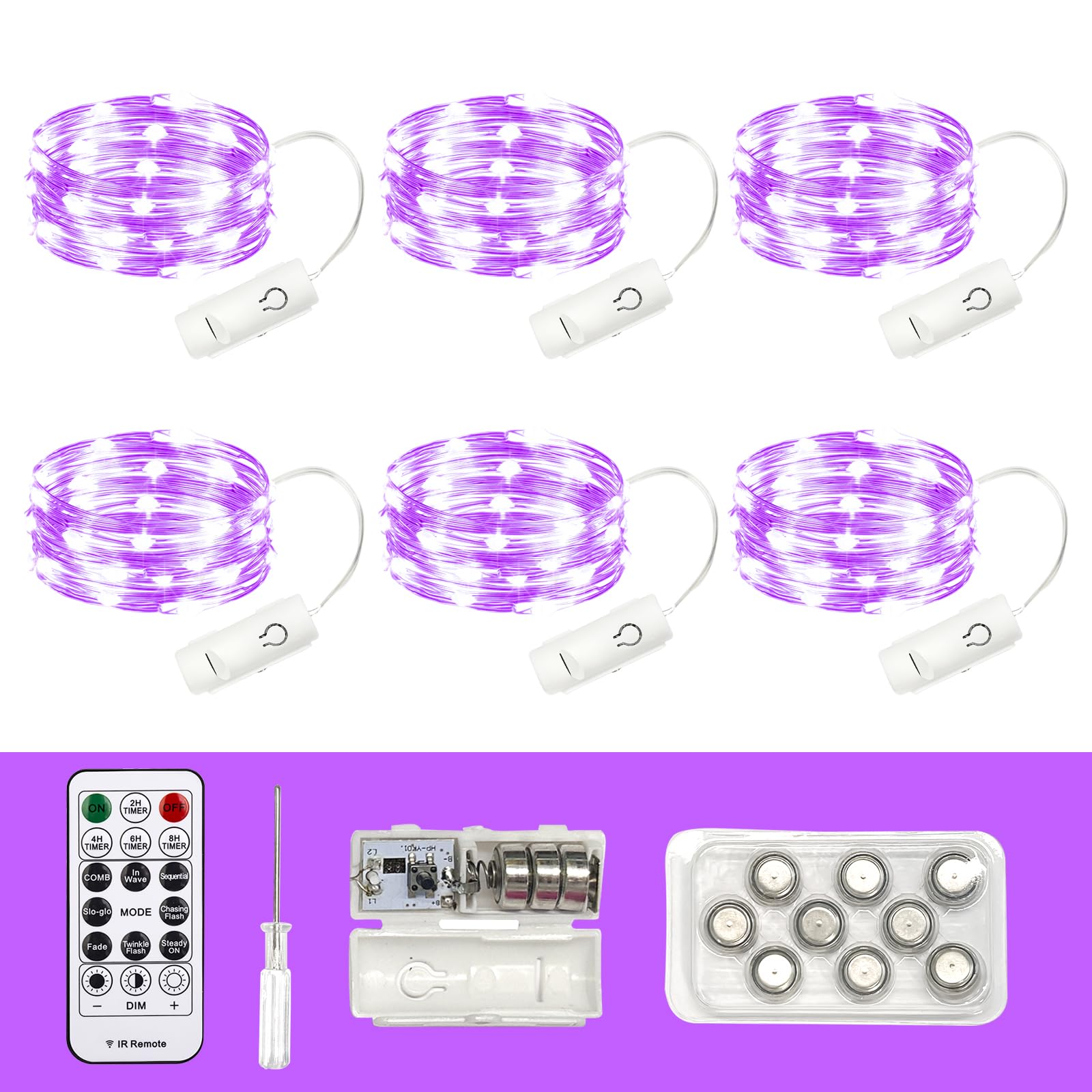 Battery Operated Fairy Lights - 6 Pack 7ft 20 LED String Lights with Remote & Timer, 8 Lighting Modes, Waterproof Outdoor Twinkle Lights for Mason Jars, DIY, Christmas, Valentine's Day, Party Decor (Pink) - Perfect for Home, Garden, Wedding, and Holiday Decorations