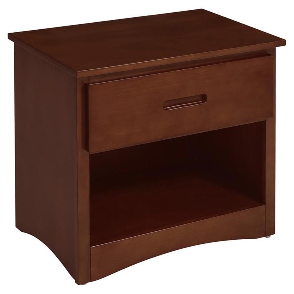 Lexicon Rowe 1-Drawer Transitional Wood Nightstand in Dark Cherry - Stylish Bedside Table for Bedroom, Living Room & Office - Perfect for Storage & Decor