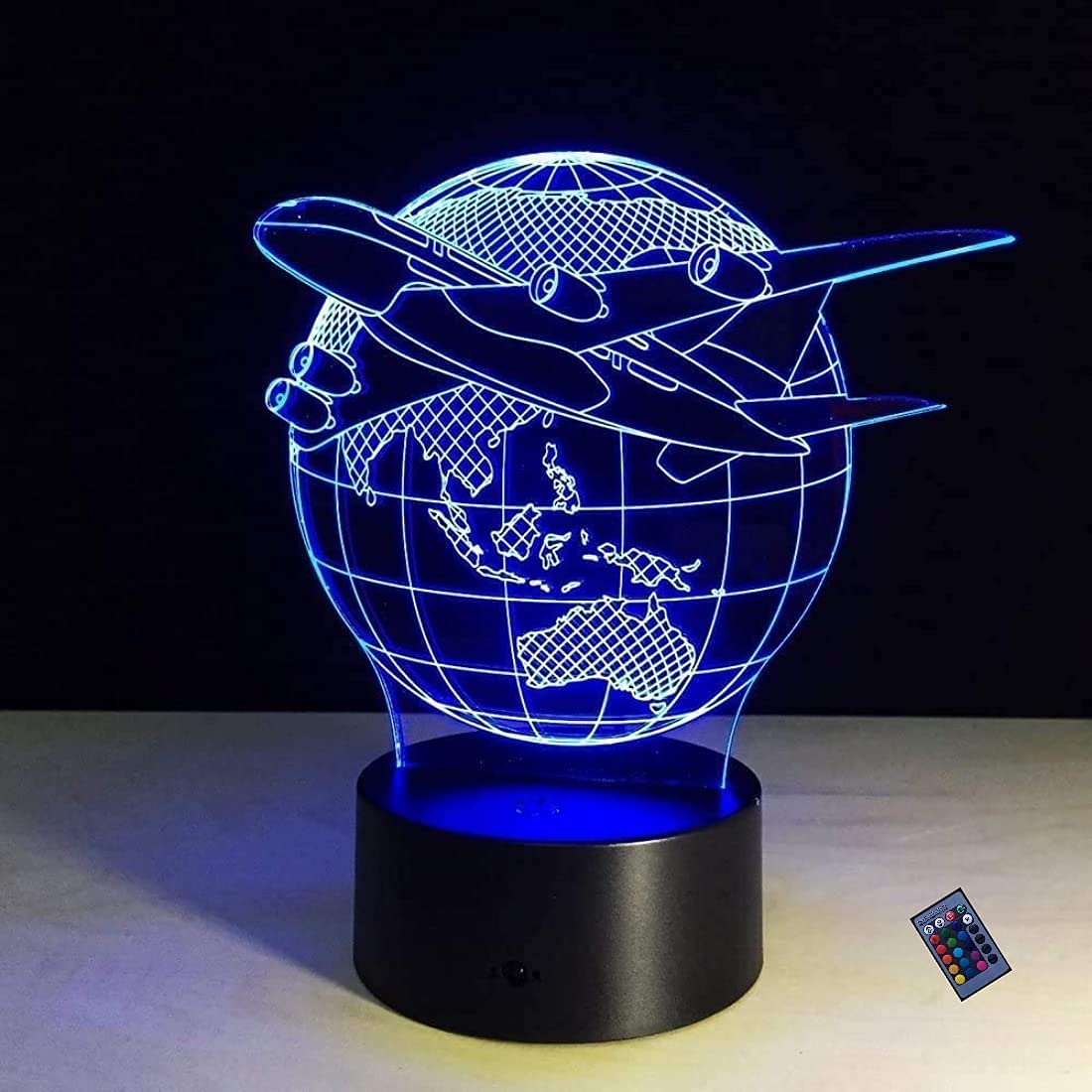 3D Space Shuttle Night Light with 16 Color Changing LED, USB Powered, Remote & Touch Control - Optical Illusion Desk Lamp for Kids Room, Bedroom Decor & Gift Idea