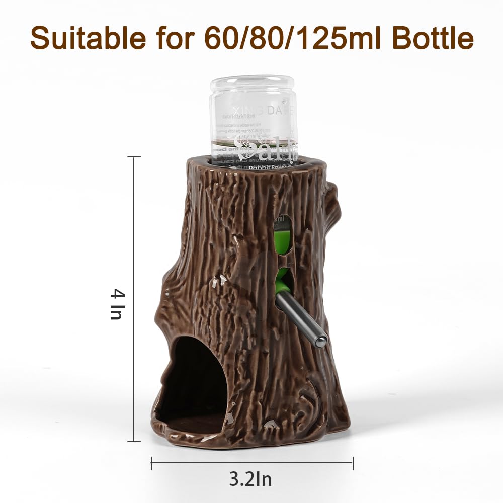 3-in-1 Adjustable 80ML Chew Proof Ceramic Water Bottle for Hamsters, Gerbils, Mice & Rats - Glass Tank Compatible with Stand Holder | Perfect for Dwarf Syrian Hamster Cages & Small Pet Habitats