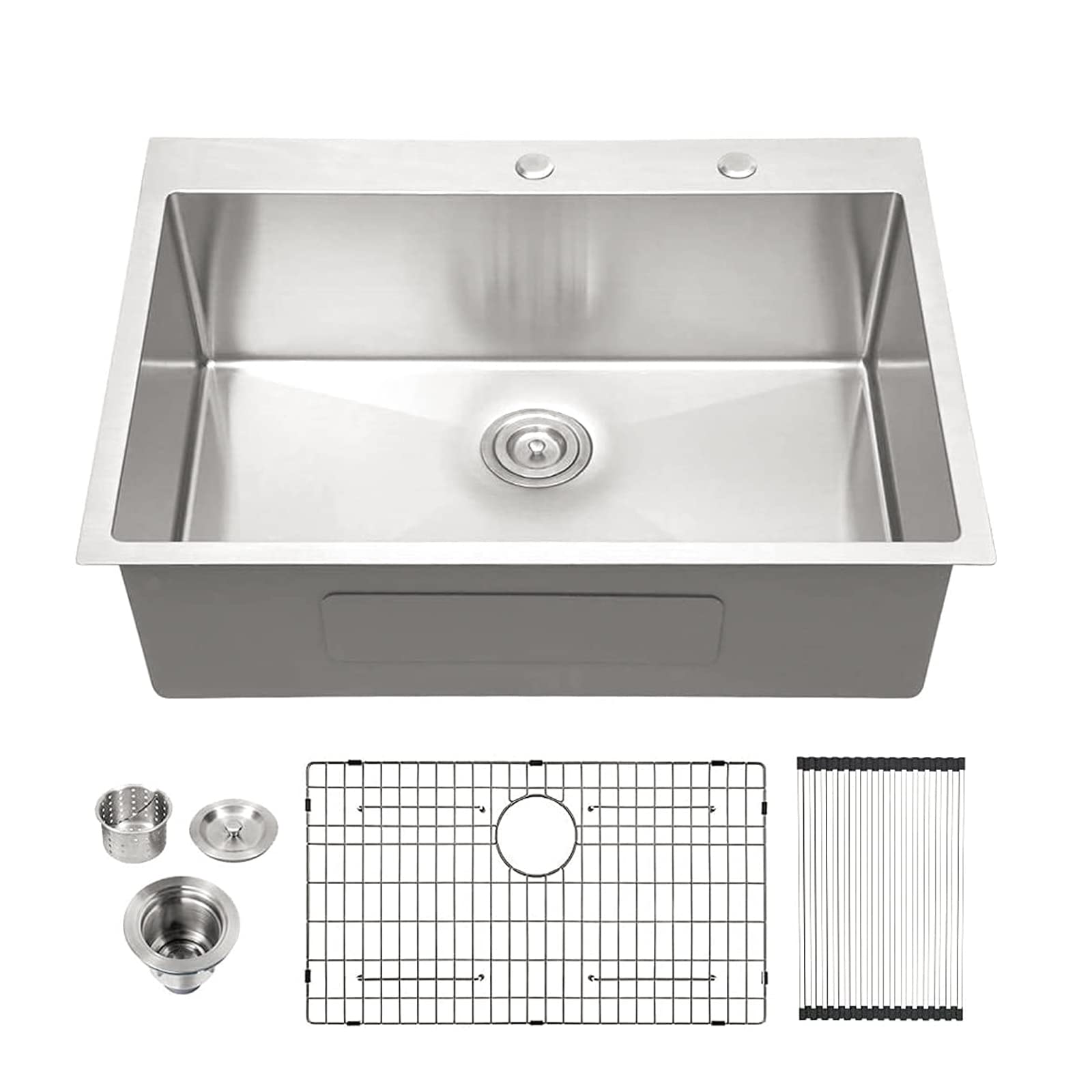 Lordear 30 Inch Drop In Kitchen Sink - 16 Gauge Stainless Steel Single Bowl Topmount with Rounded Corners - Perfect for Modern Kitchens, Restaurant Prep & Home Renovation
