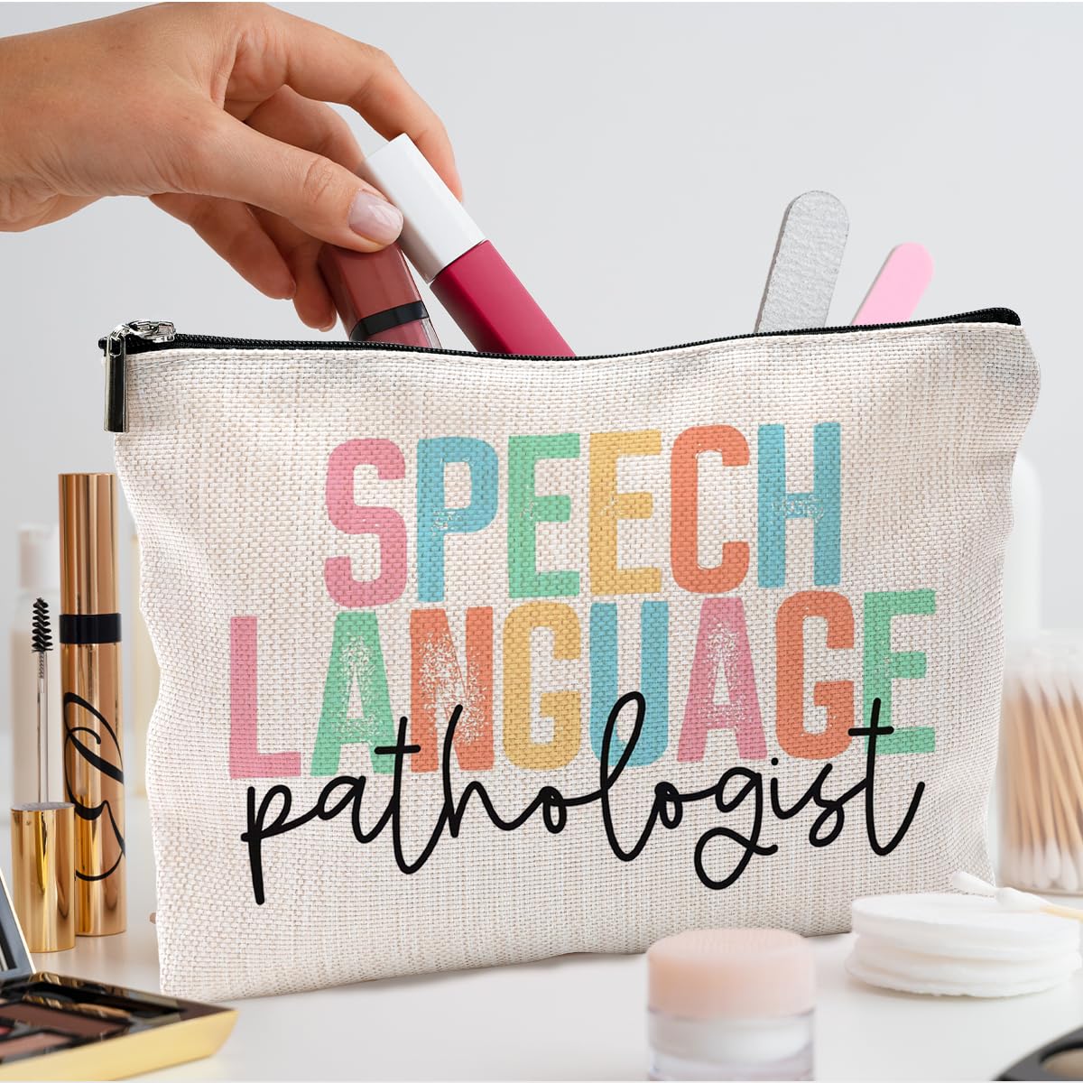 Speech Language Pathologist Gifts - SLP Makeup Cosmetic Bag for Women | Perfect Speech Therapist Appreciation Present | Ideal for Work, Travel & Daily Use