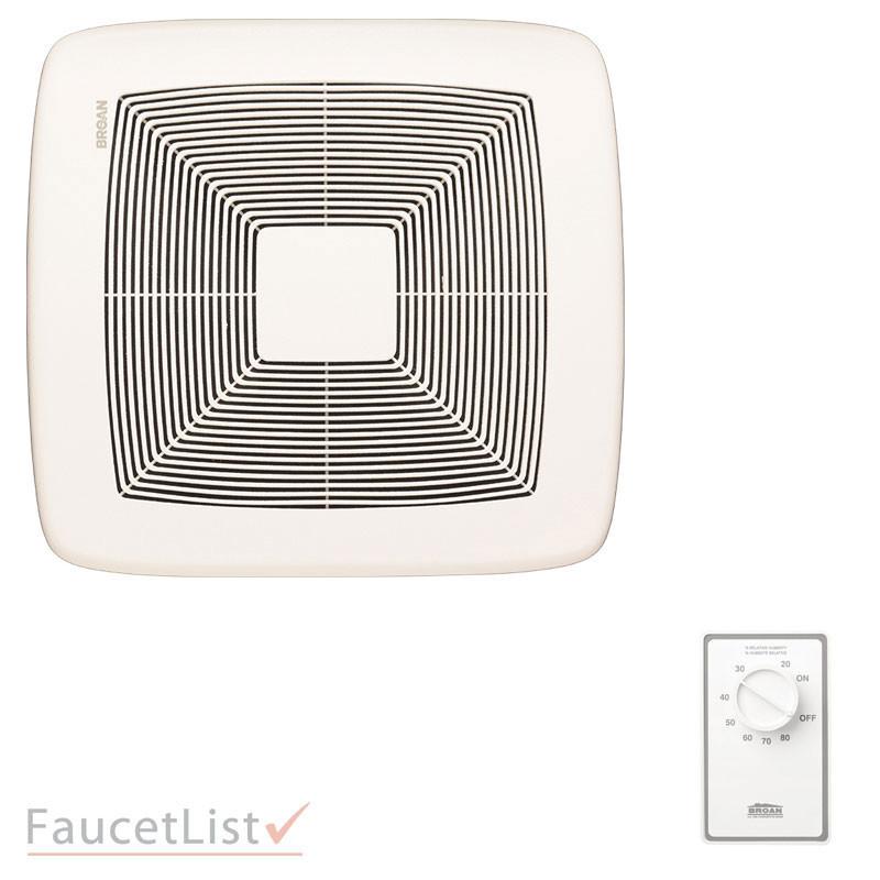 Broan QTXE150 Energy Star Certified 150 CFM Ultra Quiet 1.4 Sones Ceiling Mount Bathroom Exhaust Fan with Dehumidistat & Humidity Sensing Wall Control Kit - Perfect for Bathrooms, Laundry Rooms and Small Spaces