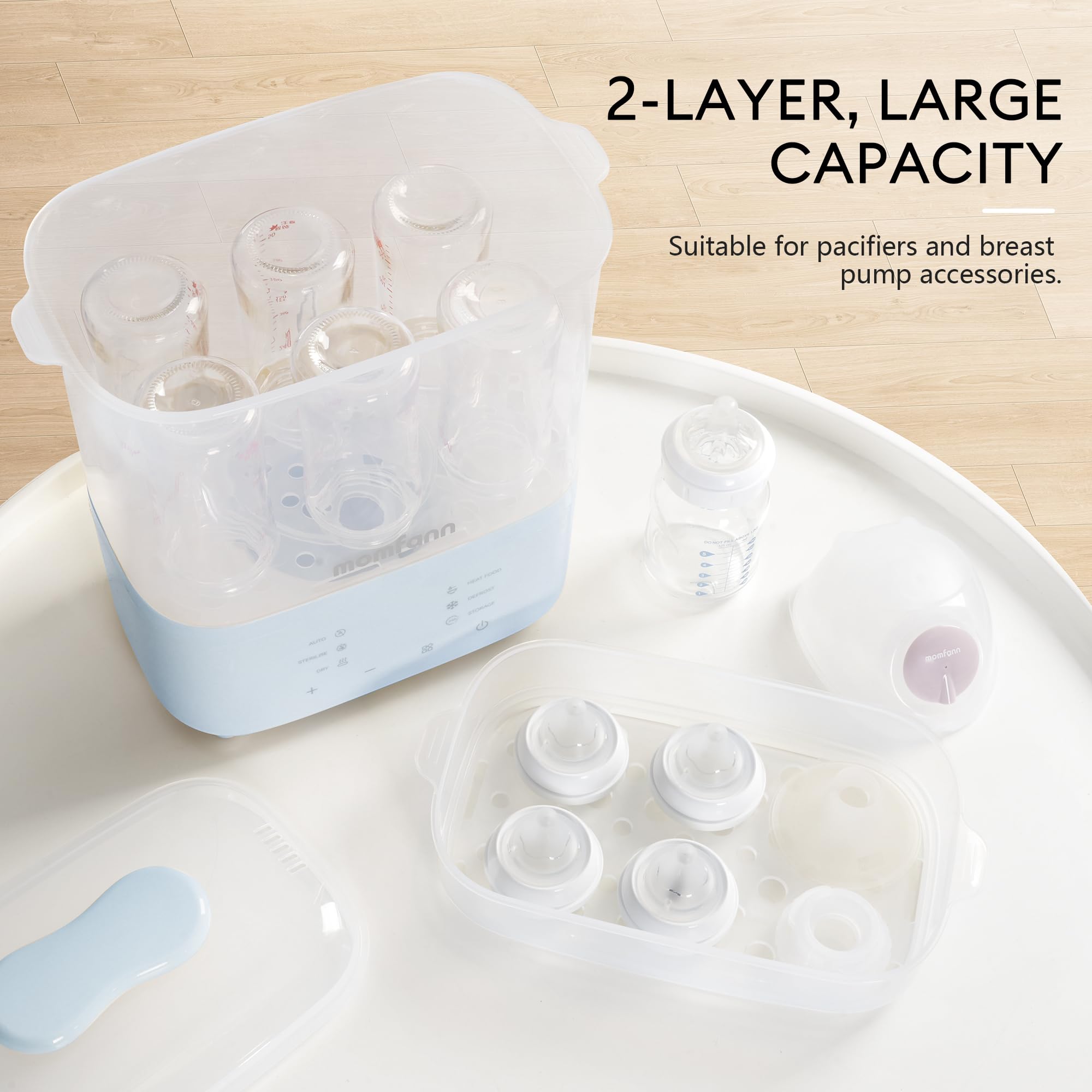 8-in-1 Electric Baby Bottle Sterilizer and Dryer | Steam Sterilizer for Bottles, Pacifiers & Breast Pump Parts | BPA-Free & Fast Drying | Perfect for Nursery, Travel & Daycare (Blue)