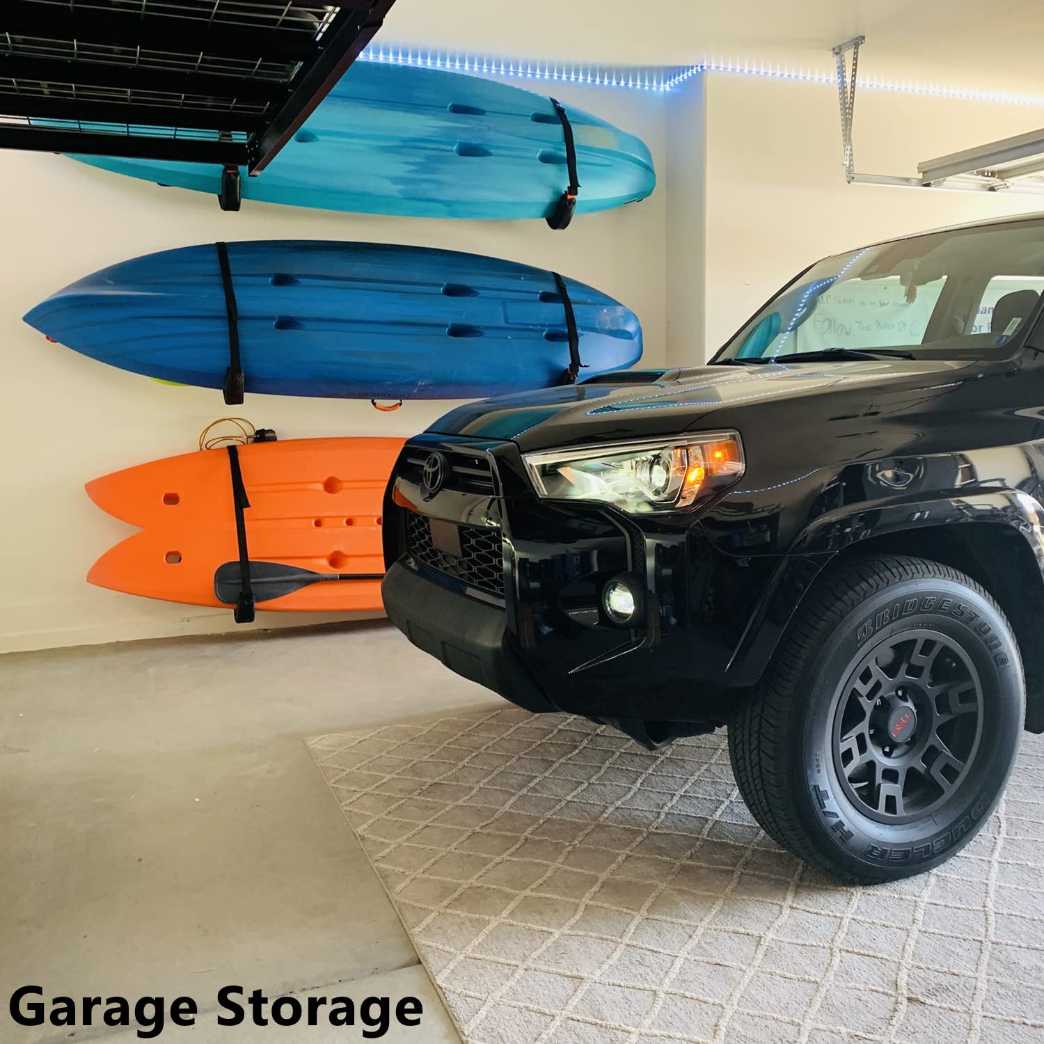**Heavy Duty Garage Storage Kayak Hooks - 4 Pack Wall Mount Canoe & Surfboard Rack (39cm, Max Load 45kg Each) - Perfect for Kayak, Canoe, Surfboard, Paddleboard Storage in Garage, Shed, or Boat House**