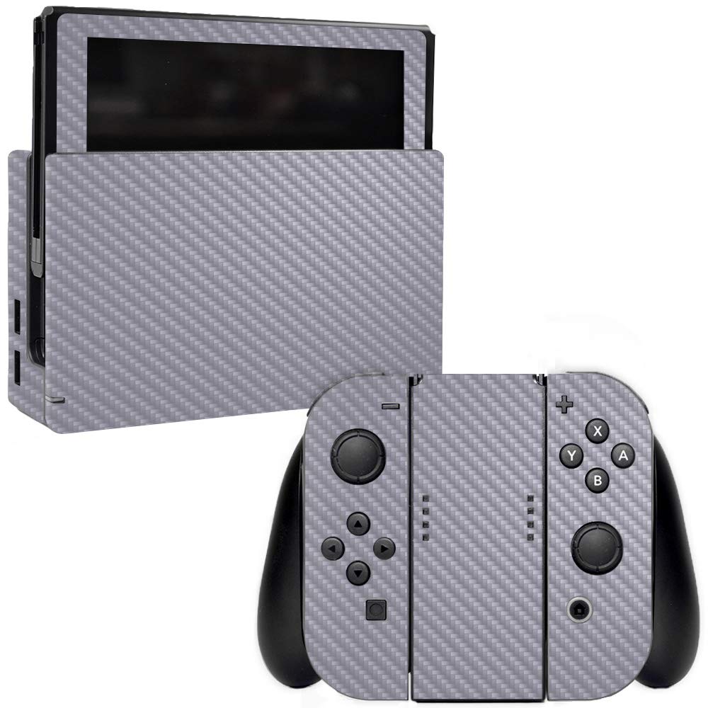 Premium Carbon Fiber Skin for Nintendo Switch - Solid Gray | Protective & Durable Textured Cover | Easy to Apply & Remove | Made in USA | Perfect for Gaming, Travel & Everyday Protection
