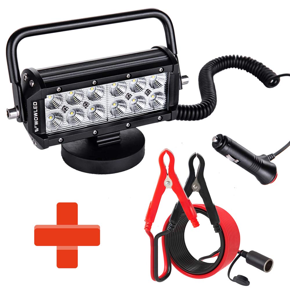 36W LED Magnetic Work Light with Car Battery Charger & Alligator Clips - 12V Extension Cord Included - Perfect for Auto Repair, Emergency Lighting & Outdoor Projects
