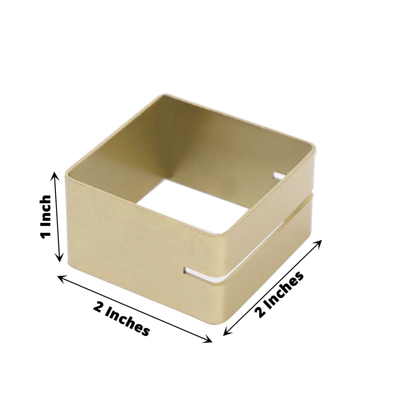 4 Pack Square Metal Napkin Rings with Place Card Holder - Elegant Matte Gold Finish for Wedding, Dinner Party & Holiday Table Decor