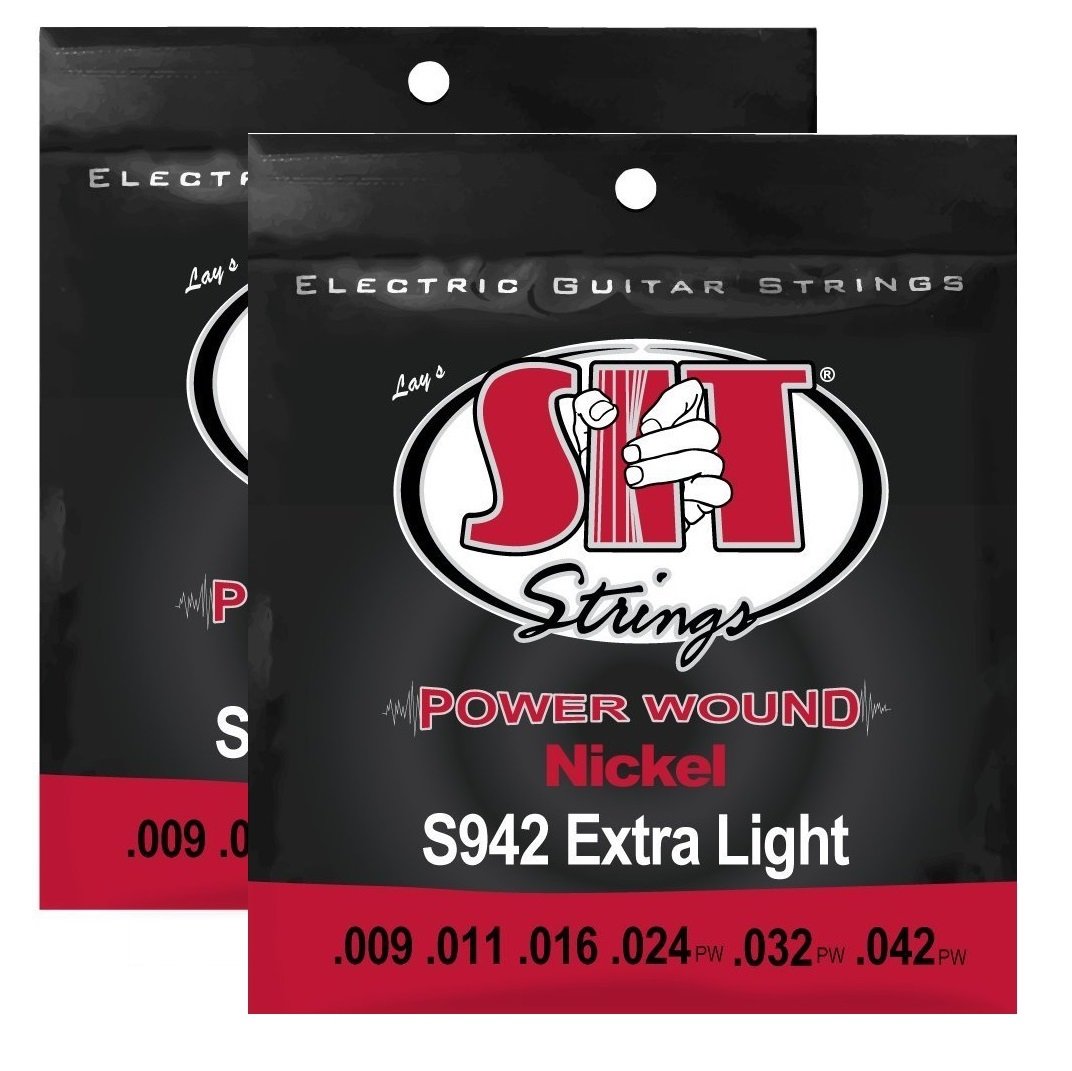 S.I.T. Strings S942 Extra Light Nickel Power Wound Electric Guitar Strings (2-Pack) - Perfect for Rock, Blues & Studio Recording