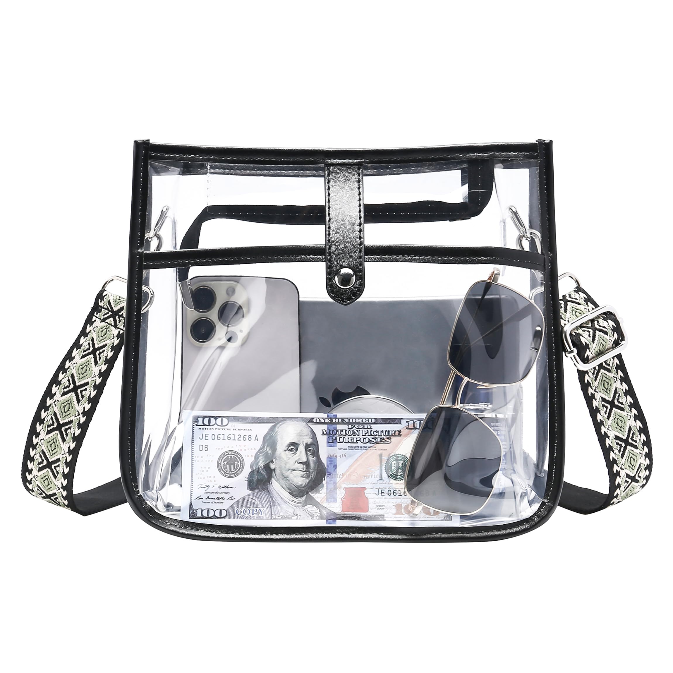 Haytijoe Clear Crossbody Purse for Women - Stadium Approved See-Through Transparent Mini Plastic Bag for Concerts, Events & Travel | Fashionable & Secure