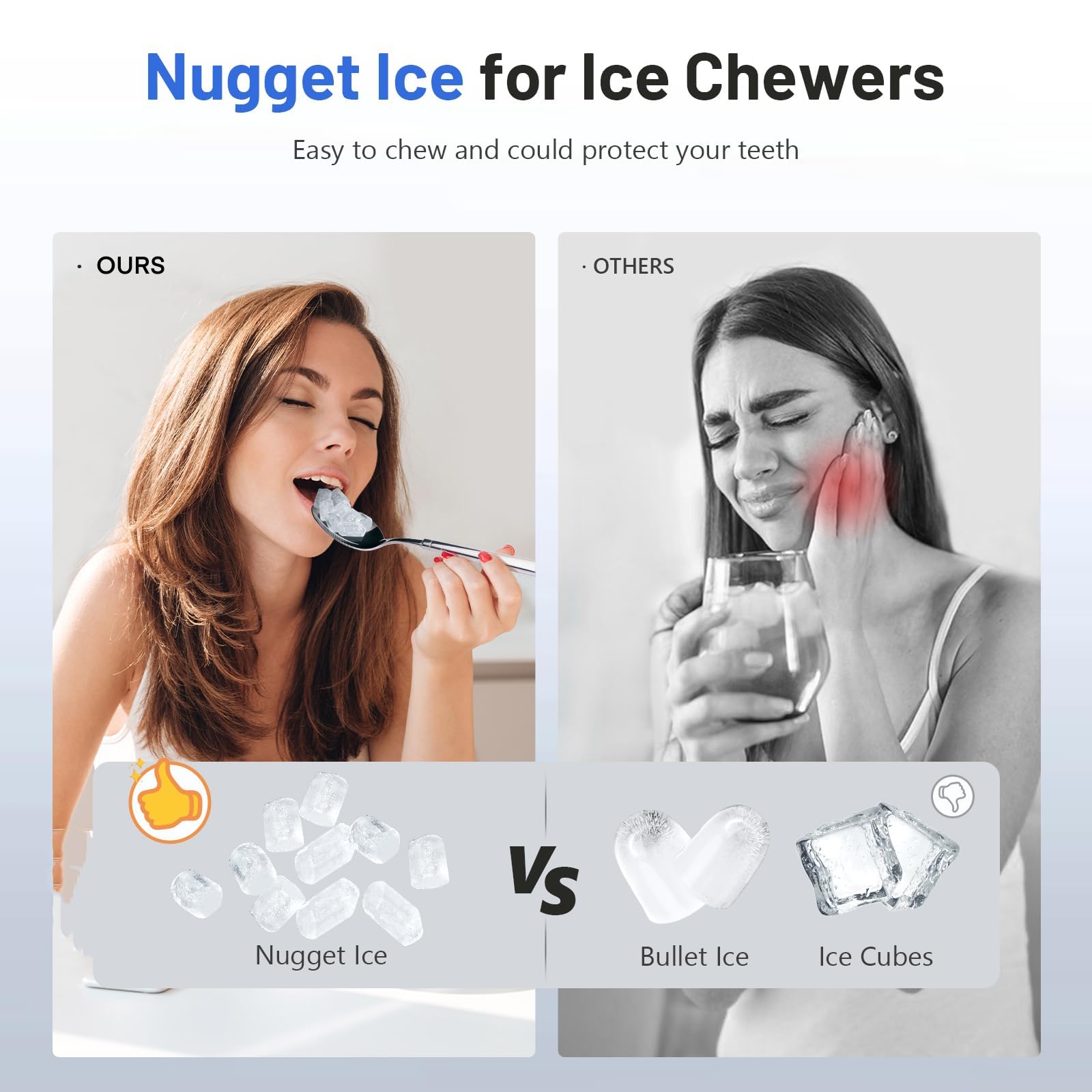 40lbs/24H Countertop Nugget Ice Maker with Soft Chewable Pebble Ice - Self-Cleaning Sonic Ice Machine in Stainless Steel with Touch Screen - Compact Design for Home, Office, Bar & Party Use - Perfect for Cocktails, Beverages & Entertainment (Silver)