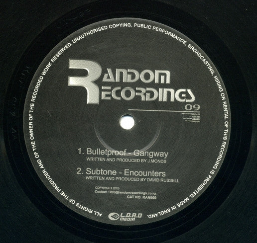 Bulletproof / Subtone – Gangway / Encounters Random Recordings RAN009 Vinyl Record | Limited Edition Electronic Music | Perfect for DJ Sets & Music Collectors