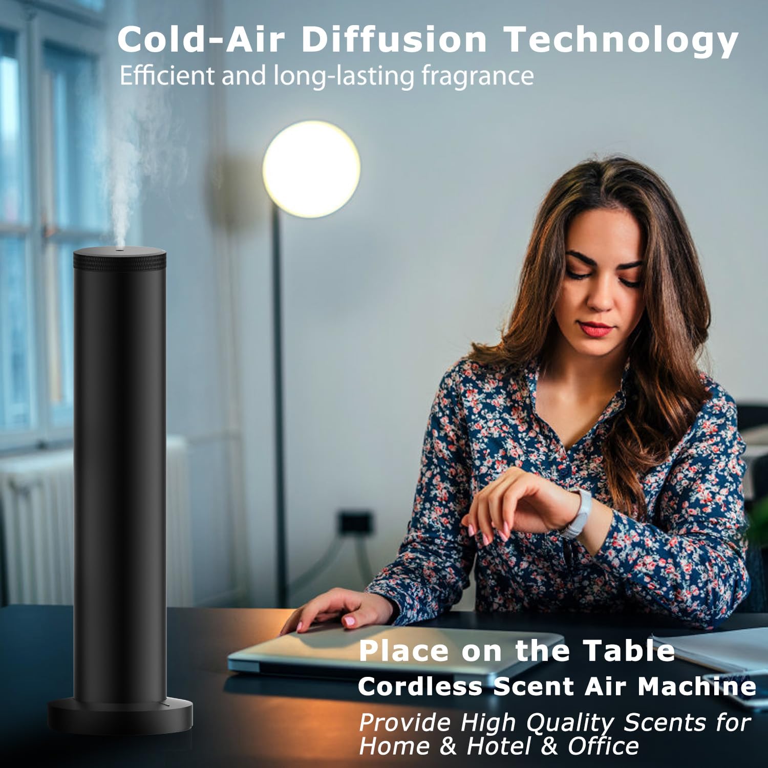 Wireless Rechargeable Hotel Scent Diffuser Machine - Bluetooth App Controlled Air Freshener for Large Spaces - Waterless Essential Oil Diffuser for Home, Office & Studio - Black | Perfect for Aromatherapy, Spa Relaxation & Creating Luxury Hotel Ambiance
