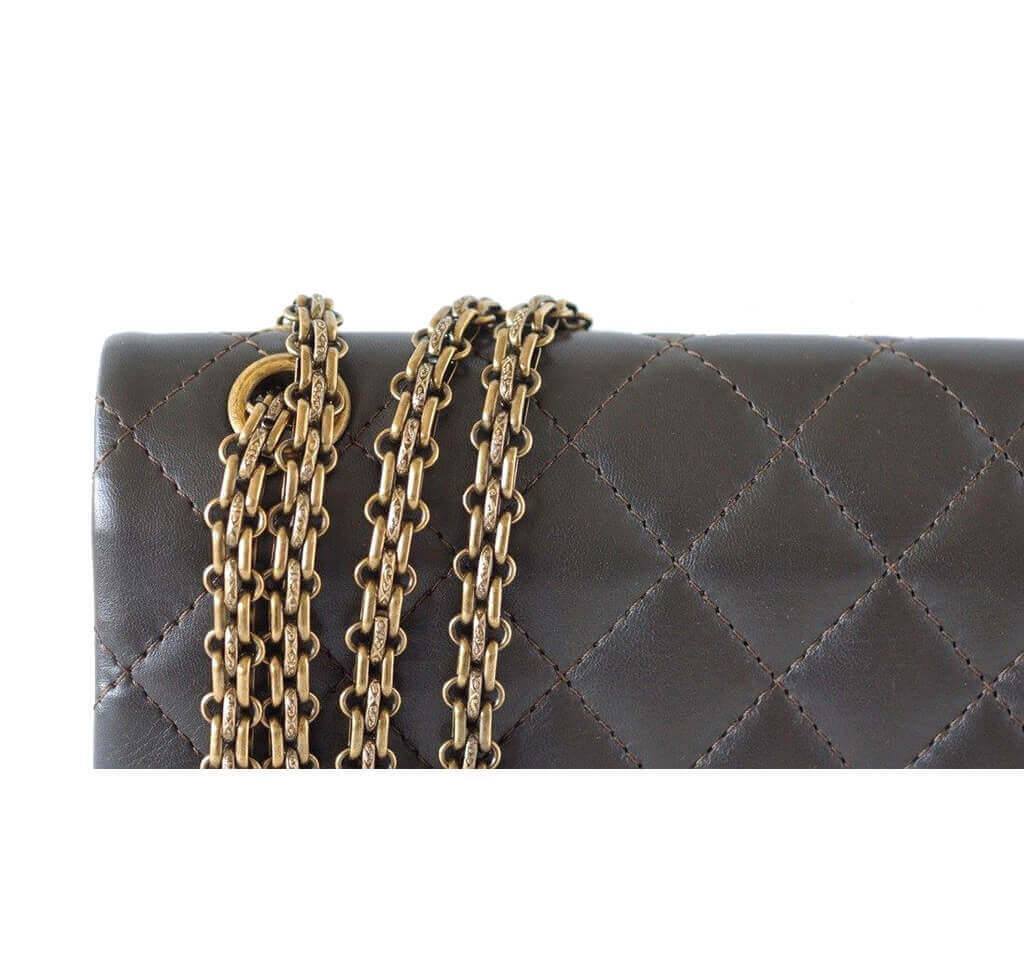 Chanel 2.55 Medium Flap Bag in Dark Khaki - Timeless Luxury Handbag for Women, Perfect for Work, Evening Events & Everyday Elegance