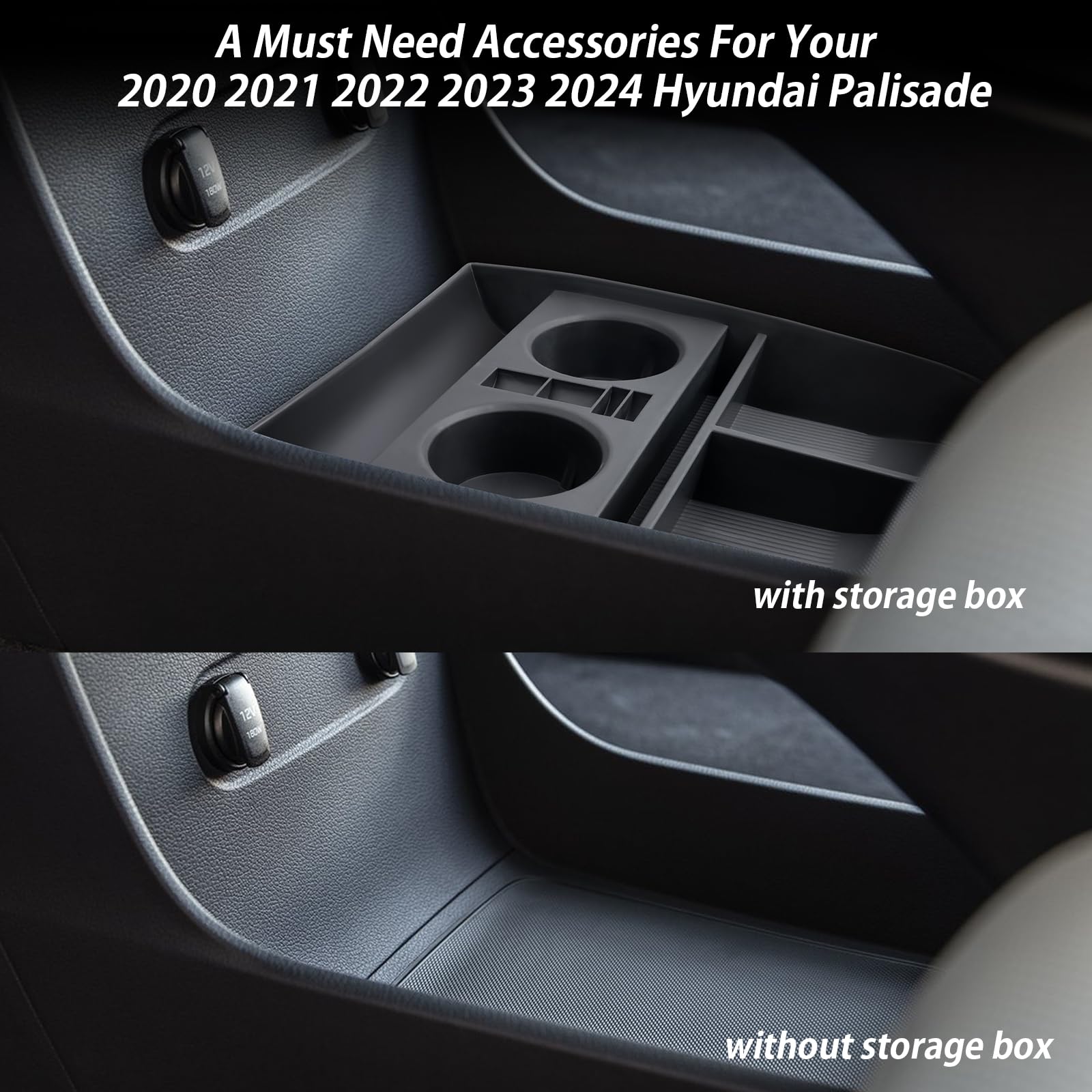 2020-2025 Hyundai Palisade Center Console Organizer - Premium Cup Holder Insert & Storage Tray Accessories for 2024-2025 Models | Perfect for Road Trips, Daily Commutes & Family Travel Organization