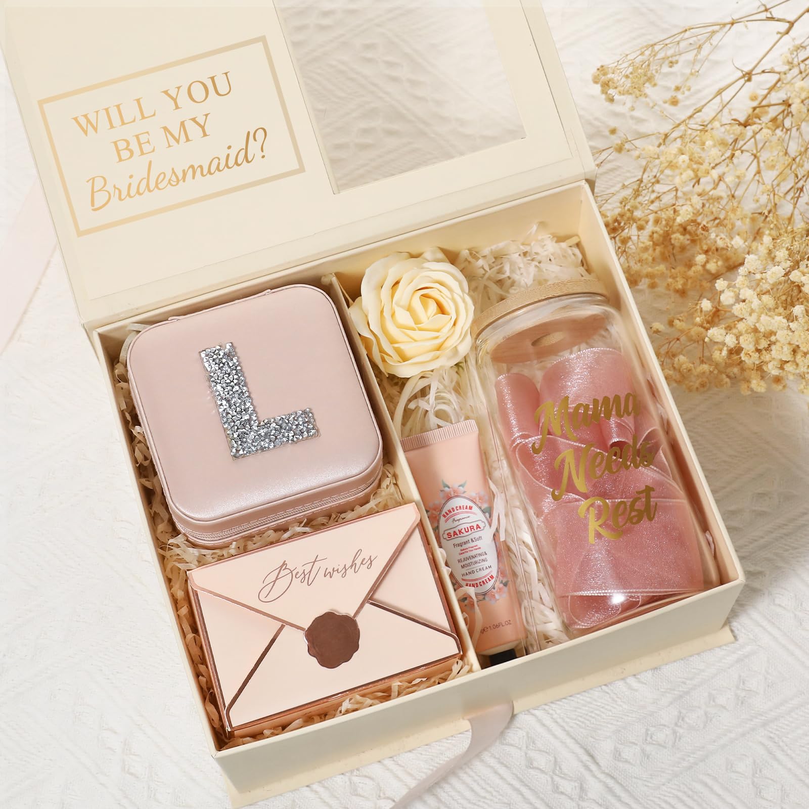 Personalized Travel Jewelry Box for Women & Girls - Pink Initial Monogram Jewelry Organizer, Perfect Bridesmaid Gift, Birthday Present & Travel Essential Accessories - Ideal for Vacations, Honeymoons & Daily Use