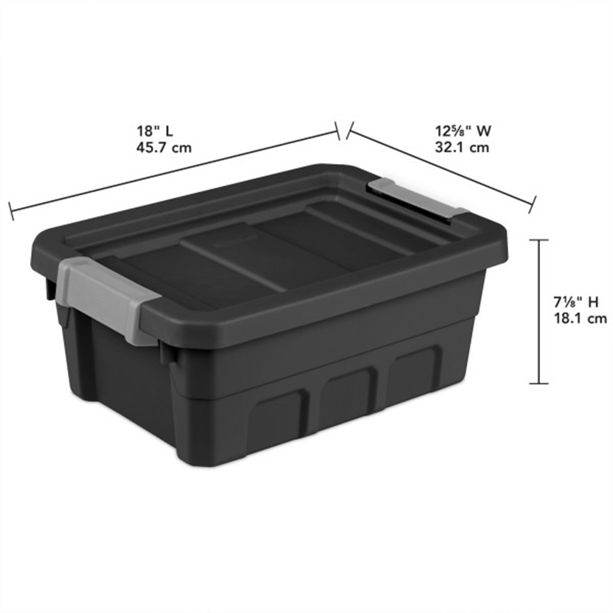 Sterilite 6-Pack 4 Gallon Black Plastic Storage Bins with Lids - Stackable Organizing Containers for Home, Office, Garage & Closet Storage Solutions