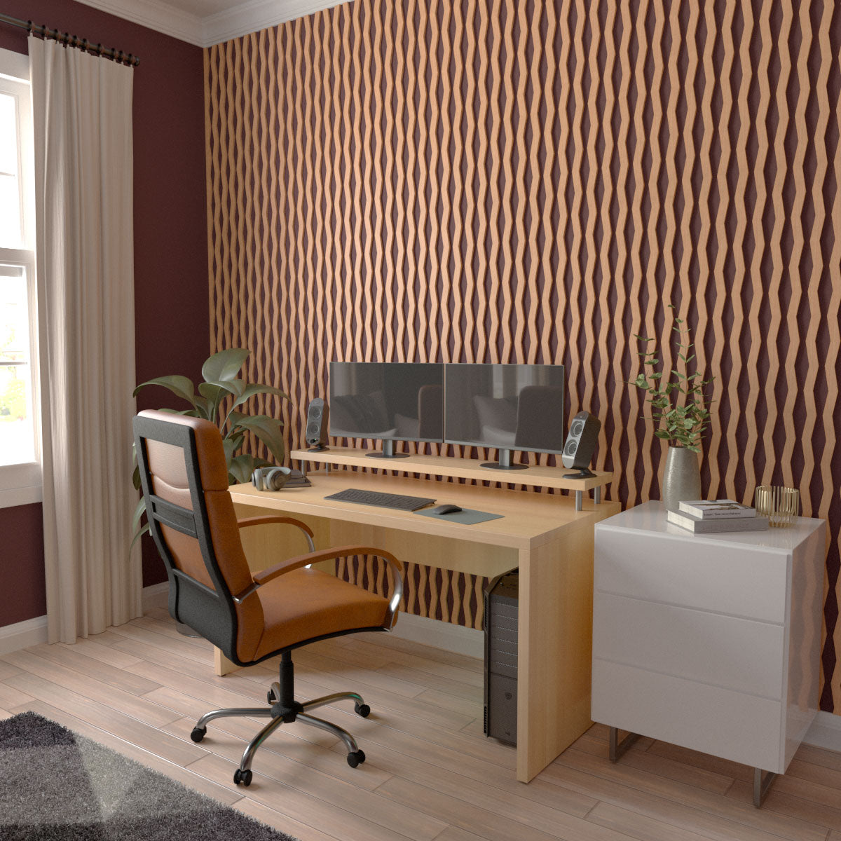 Eastport Adjustable Wood Slat Wall Kit - DIY Modern Acoustic Panel for Home Office & Bedroom Decor - Easy Installation & Customizable Design