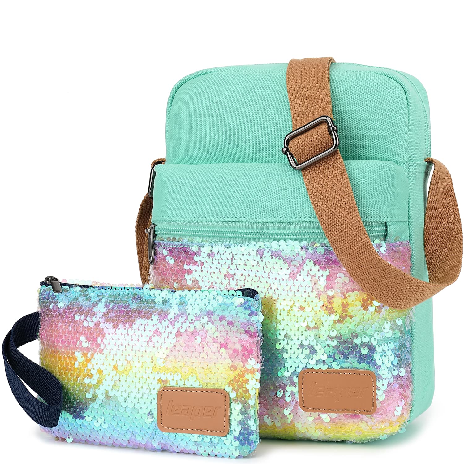 **Leaper Girls Crossbody Purse Set - 2 PCS Kids & Women Messenger Bags, Durable Canvas Crossbody Bags for School, Travel & Everyday Use**