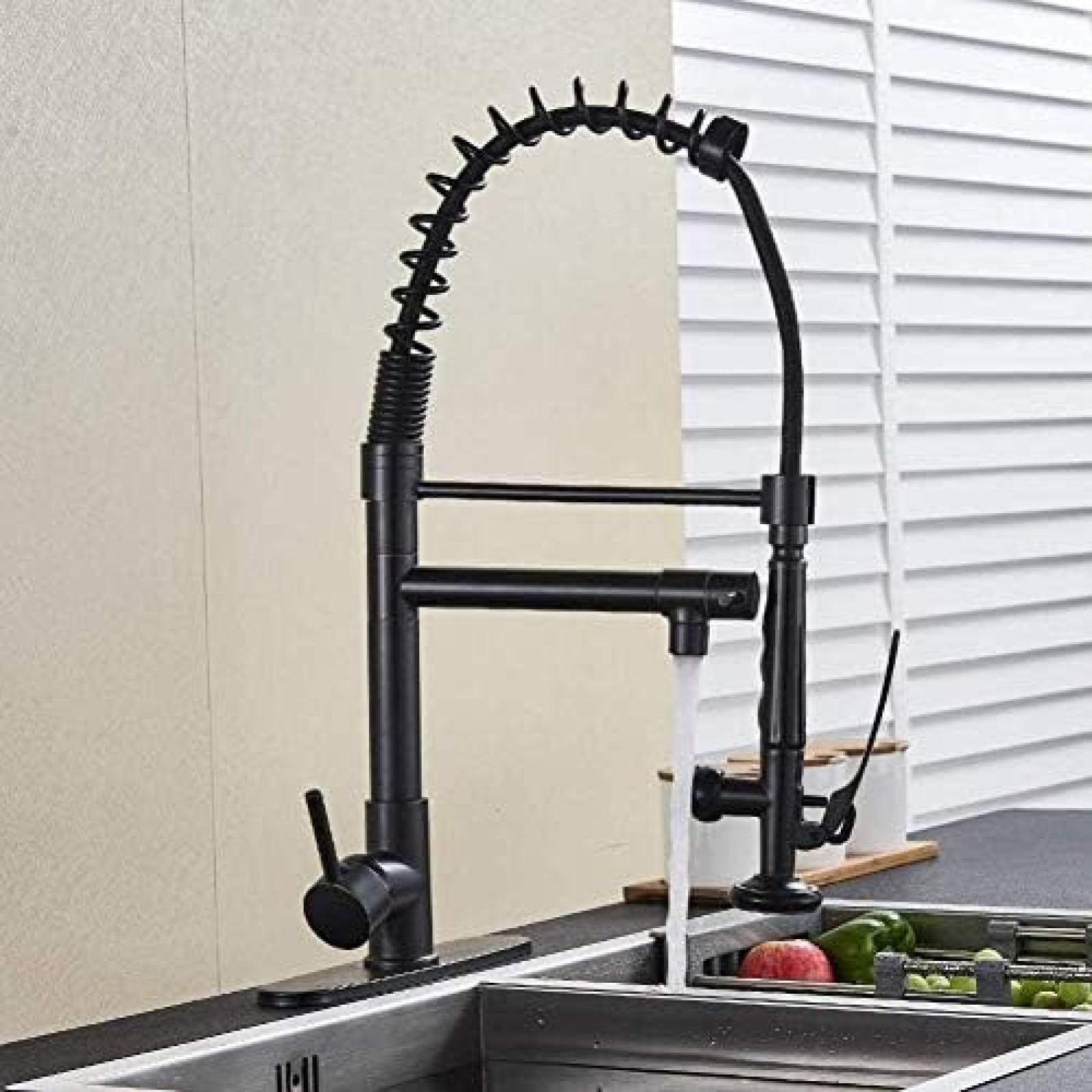 Luxury Black Bronze Kitchen Faucet with 360° Rotation - Single Lever Mixer Tap for Sink Basin | Modern Spring Design for Easy Cleaning & Cooking | Perfect for Home, Restaurant & Commercial Kitchens