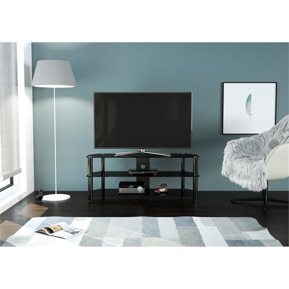 AVF Black Transitional Steel & Glass TV Stand for 39-60 Inch Flat Screens - Perfect for Living Rooms, Bedrooms & Home Theaters