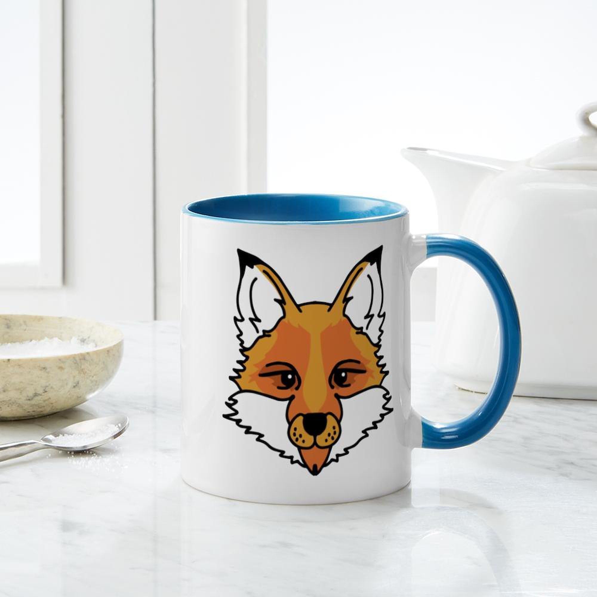 Fox Face Design 11 oz (325 ml) Ceramic Coffee Mug - Perfect for Home, Office & Gifts - Durable & Dishwasher Safe