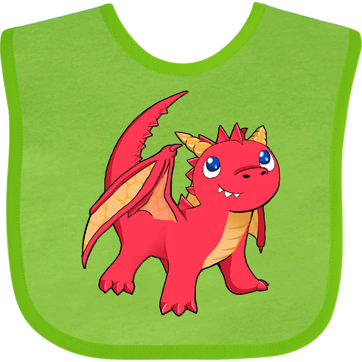 Inktastic Cute Baby Red Dragon Bib - Soft Cotton Drool Bib for Newborns & Infants - Perfect for Feeding, Teething, and Everyday Use