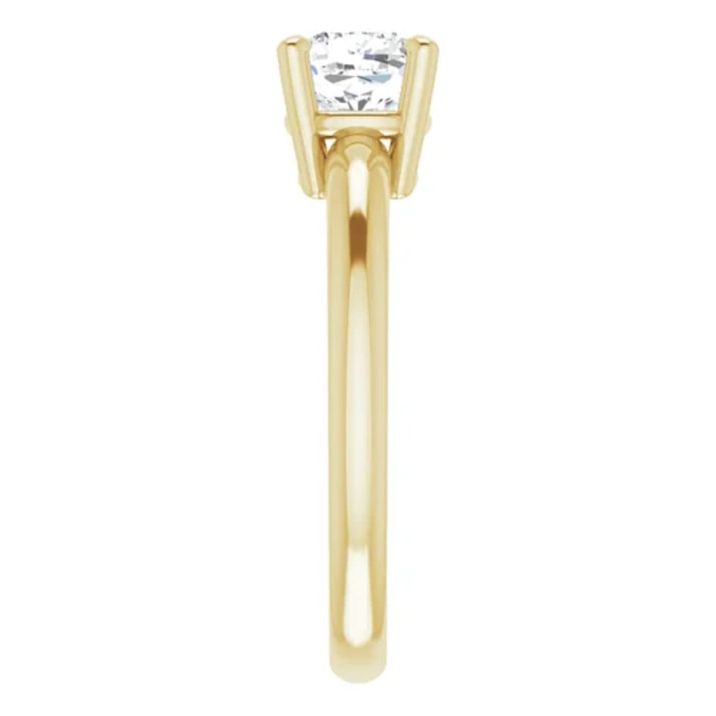 10K Solid Yellow Gold Handmade Engagement Ring - 1.0 CT Cushion Cut Moissanite Diamond Solitaire Wedding Band for Women, Her Proposal Ring - Perfect for Anniversary, Valentine's Day & Bridal Jewelry Gift