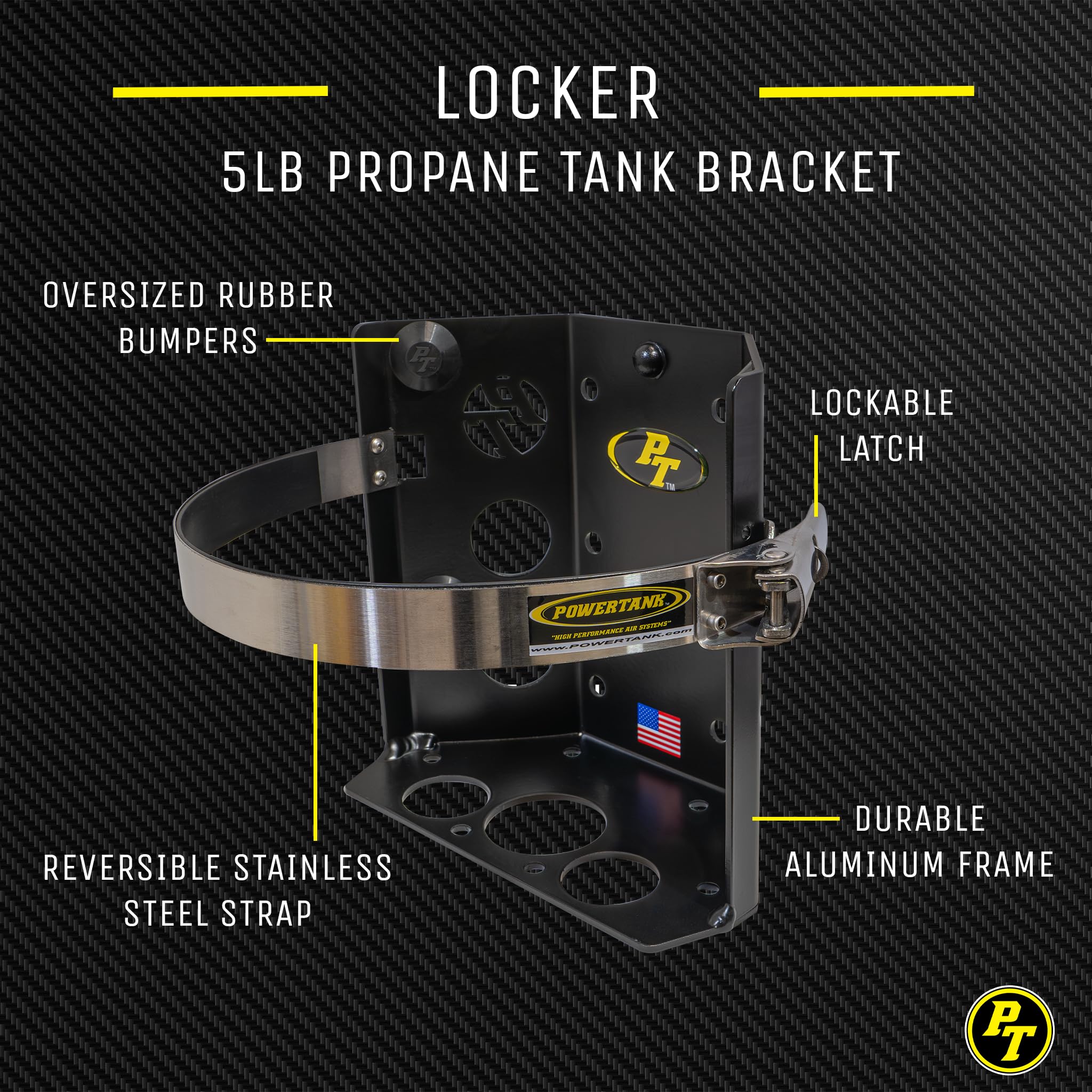 Lockable 5 lb LP Propane Tank Holder - 8 Inch Heavy Duty Cylinder Mounting Bracket for Truck Bed, Car, RV & Boat | Secure Fuel Storage for Camping, Tailgating & Outdoor Adventures
