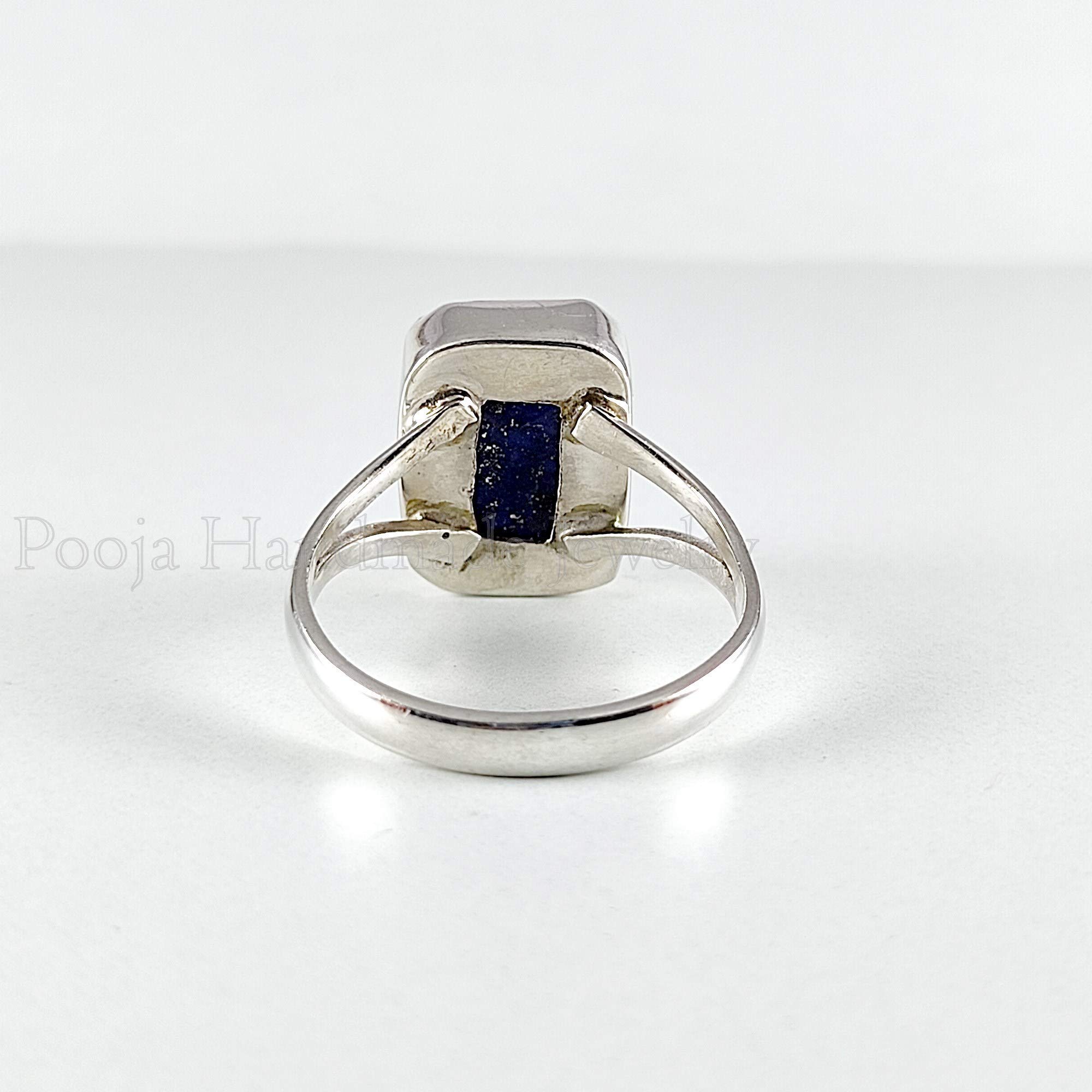 Natural Lapis Lazuli Ring - Solid 925 Sterling Silver Octagon Gemstone Ring, Handmade Boho Dainty Jewelry | Unisex Promise Ring, Birthday Gift for Her | Perfect for Spiritual Healing, Meditation & Boho Fashion