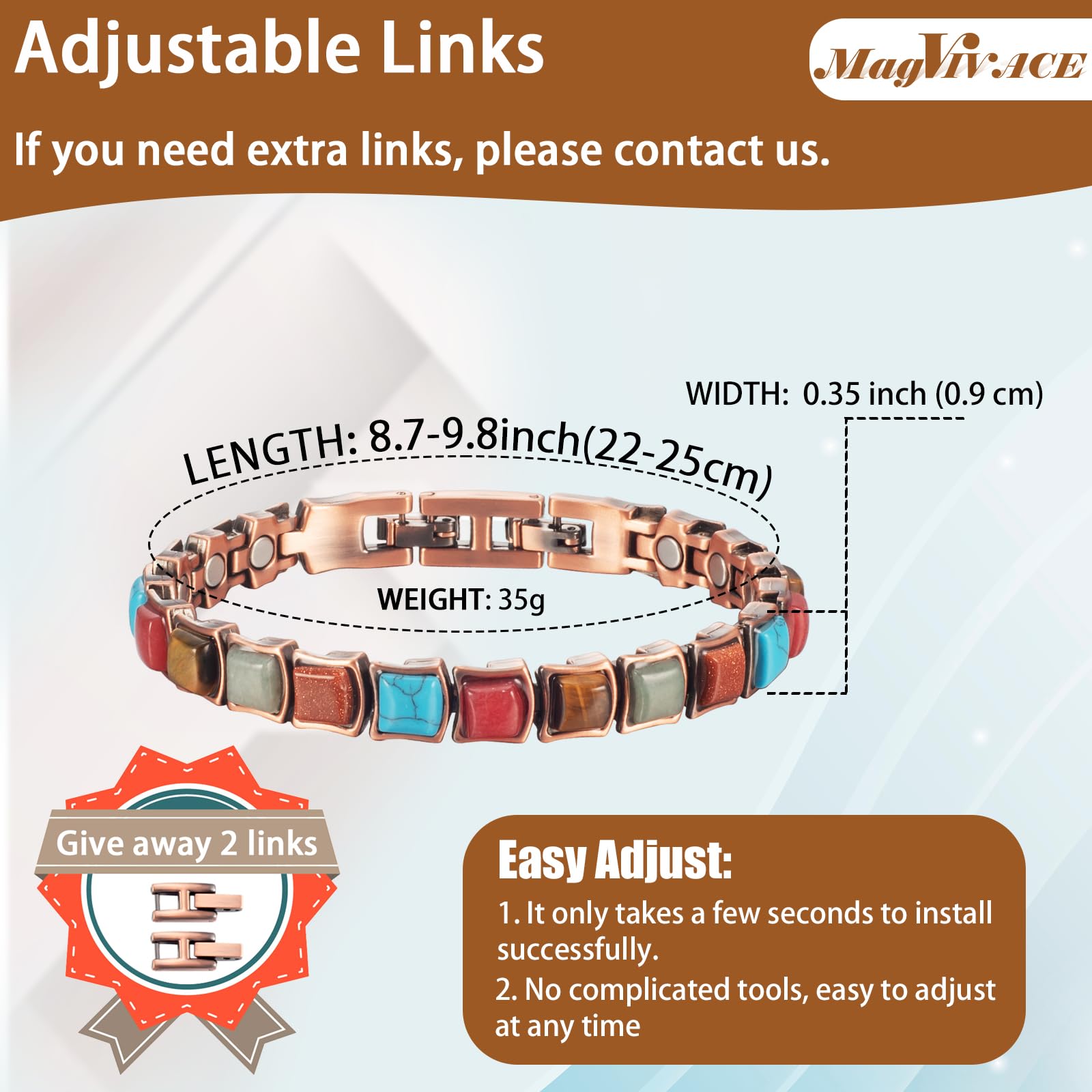 MagVIVACE Copper Magnetic Anklet for Women - Pure Copper Ankle Bracelet with Magnets for Pain Relief & Improved Circulation | Fashion Jewelry for Everyday Wear & Wellness