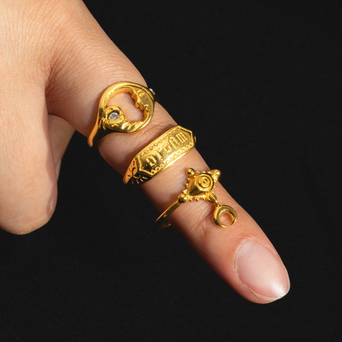 Hunt of Hounds x Local Eclectic Starseer Ring - Boho Celestial Jewelry for Women, Sterling Silver Zodiac Ring, Unique Dainty Stackable Rings for Everyday Wear & Special Occasions