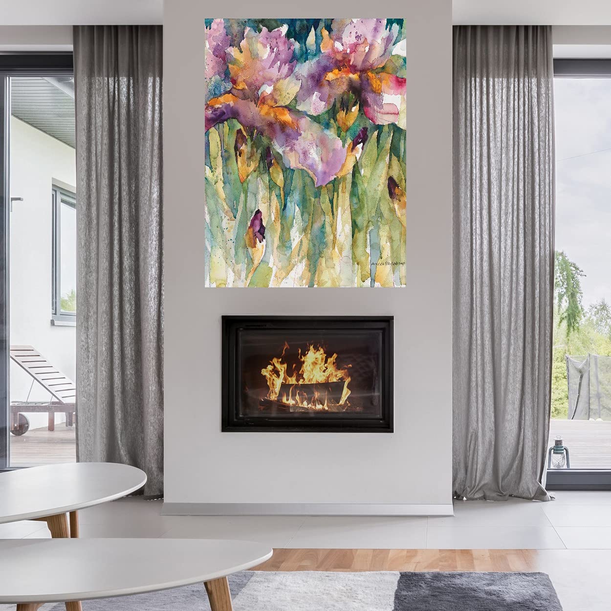 Hand-Painted Siberian Iris Fine Art Canvas Wall Decor by Artist Annelein Beukenkamp - 24x32 Inch Ready-to-Hang Painting for Living Room, Bedroom, Office & Home Decor - Floral Canvas Art for Wall Styling & Interior Design