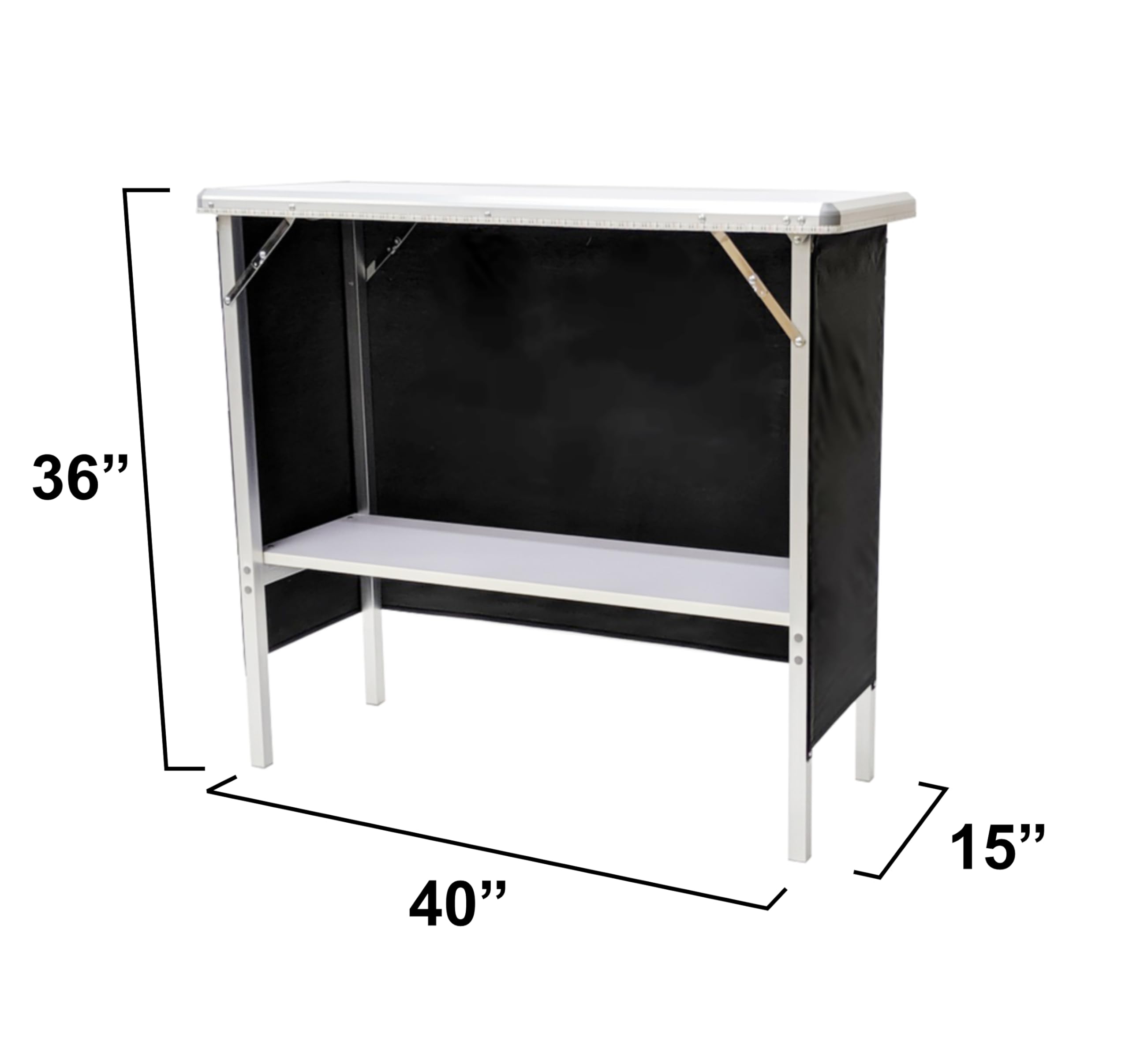 Portable Folding Party Bar with LED Lights - Black & Hawaiian Skirts, Storage Shelf & Carrying Case - Perfect for Outdoor Events, Backyard Parties & Tailgating